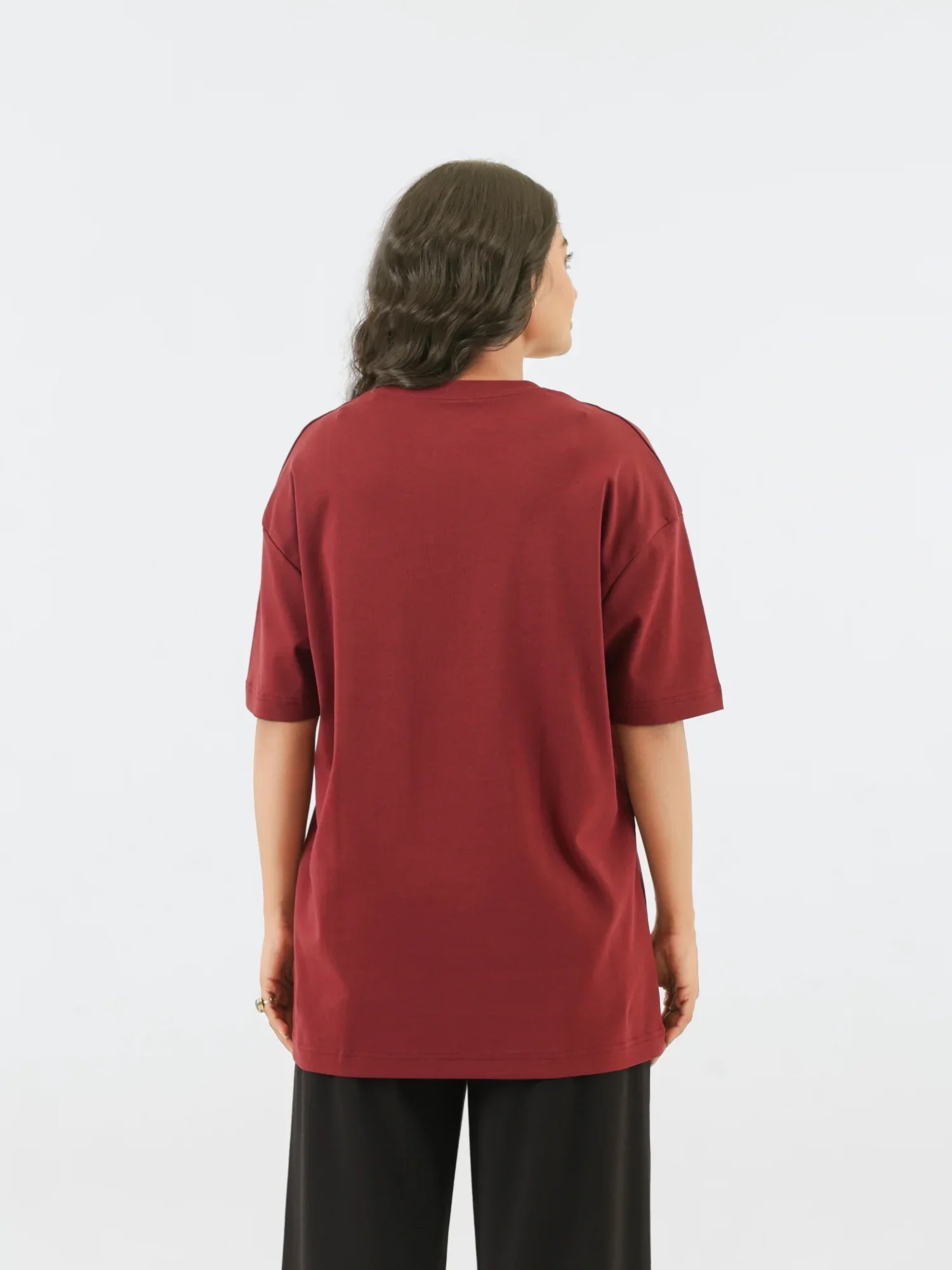 Women Maroon Oversized T-shirt - Maroon