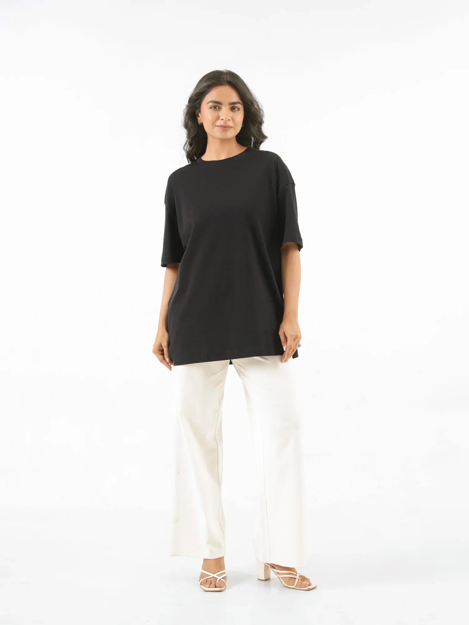 Women Black Oversized T-shirt - Black