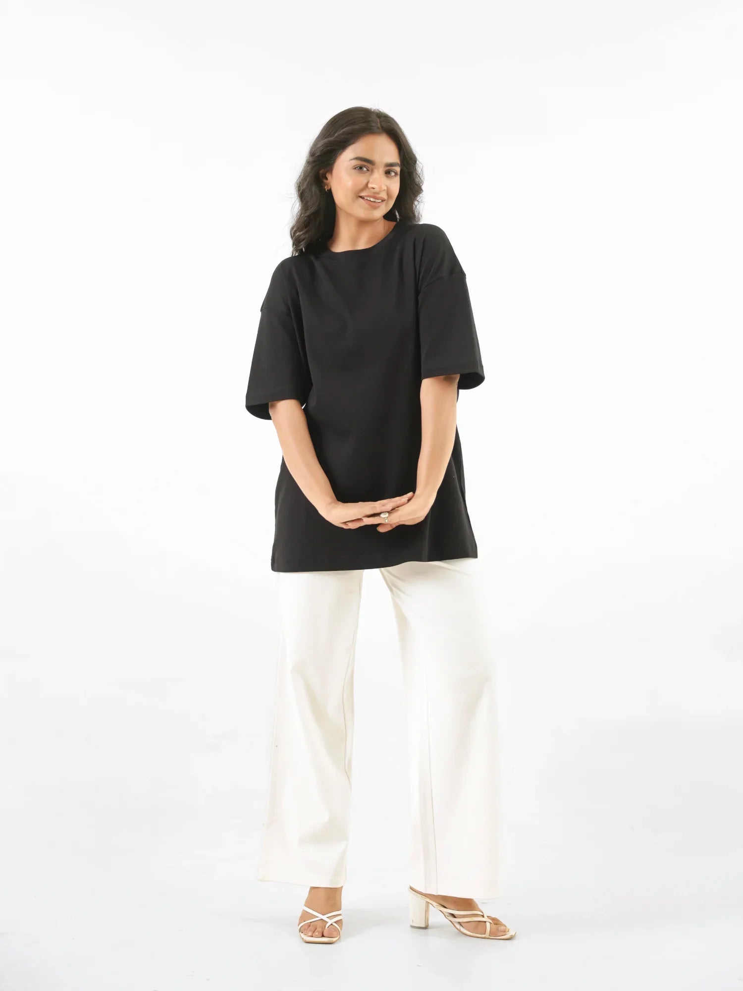 Women Black Oversized T-shirt - Black