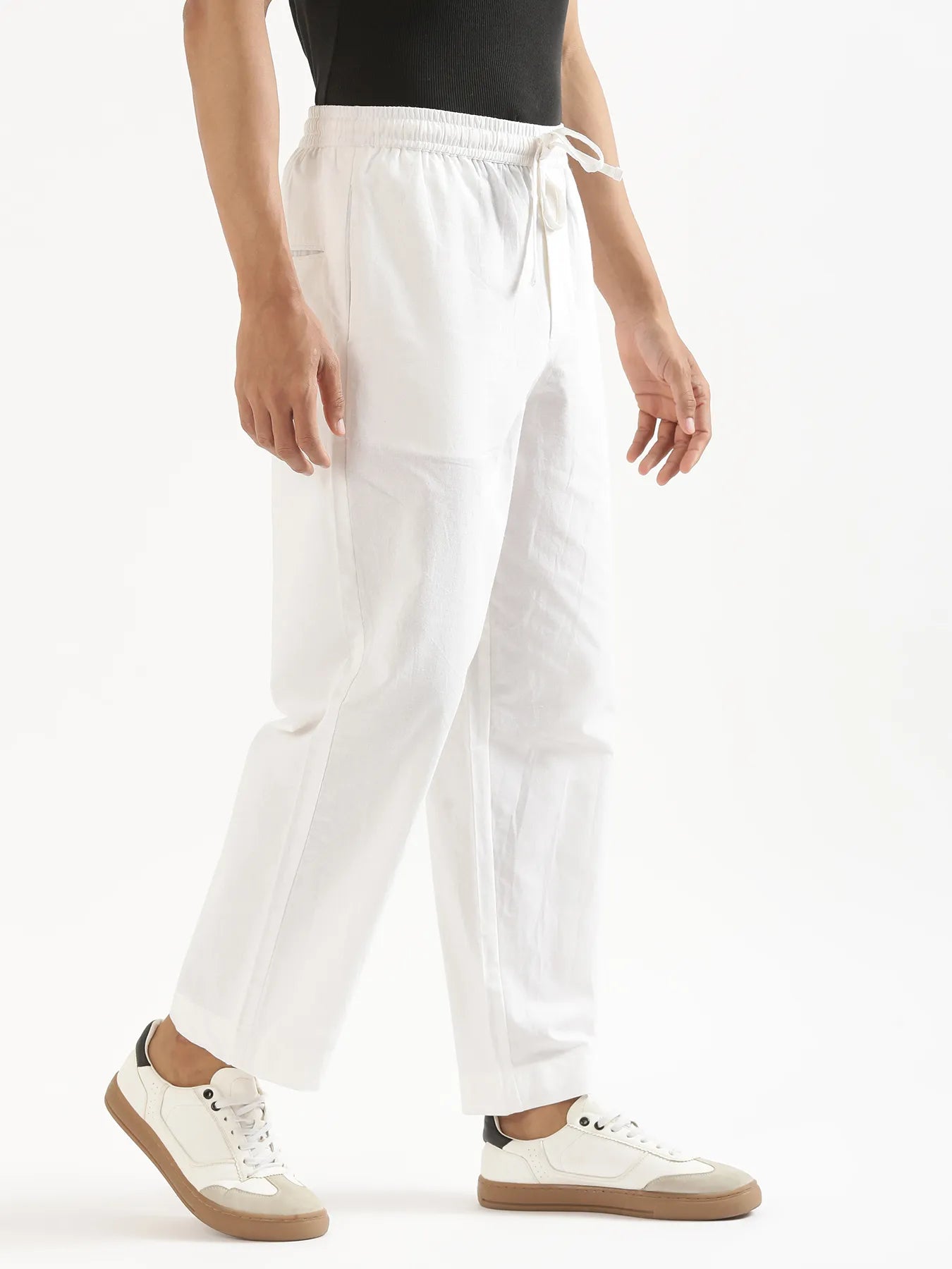 Men White Cotton Pant