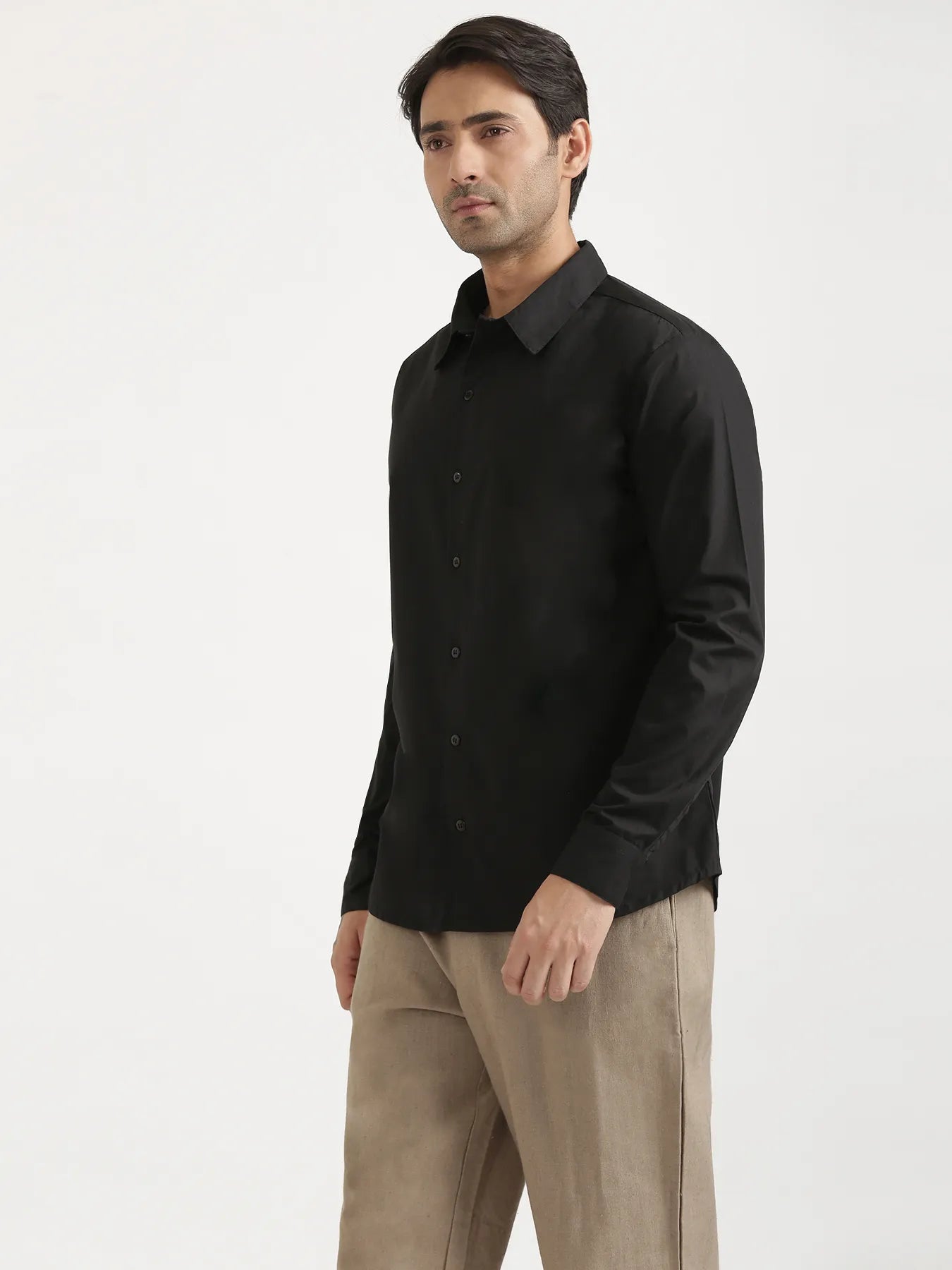 Men Black Better Cotton Full Sleeve Shirt