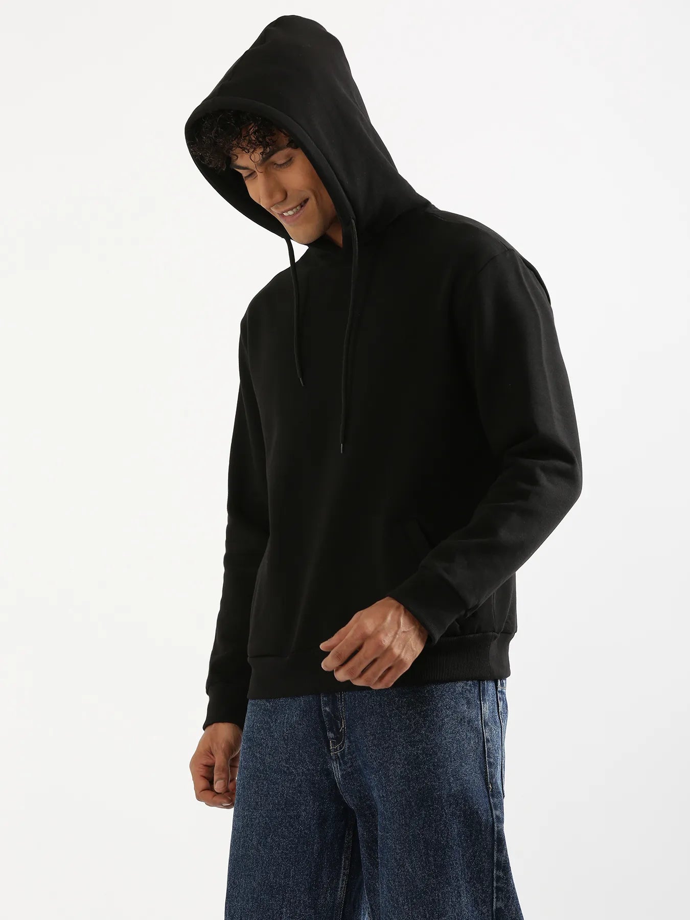 Unisex Black Pullover Fleece Hoodie