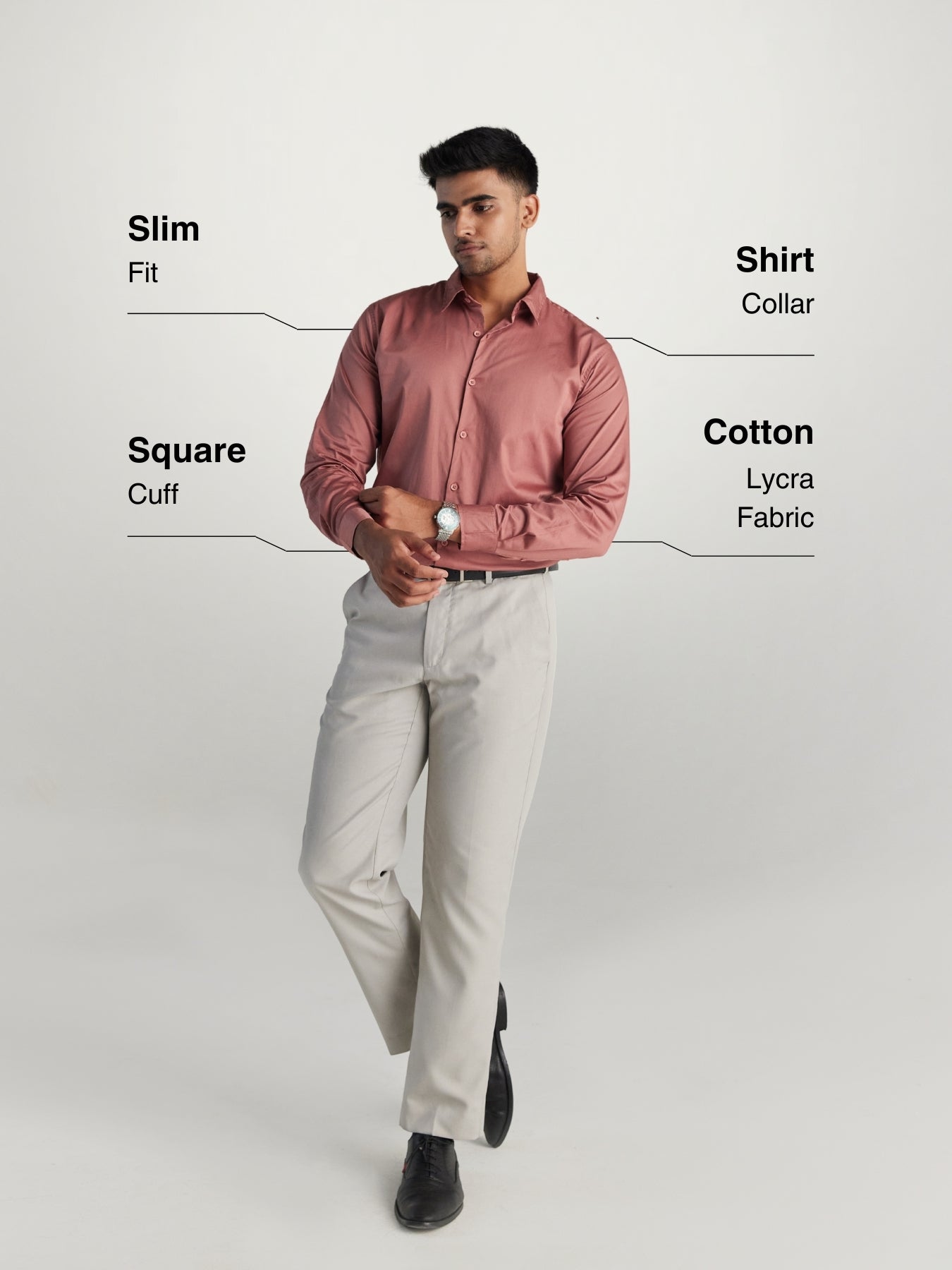 Men Rose Taupe Formal Shirt