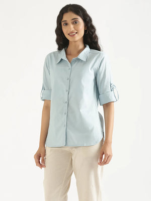 Women Sky Blue Airy-Linen Shirt