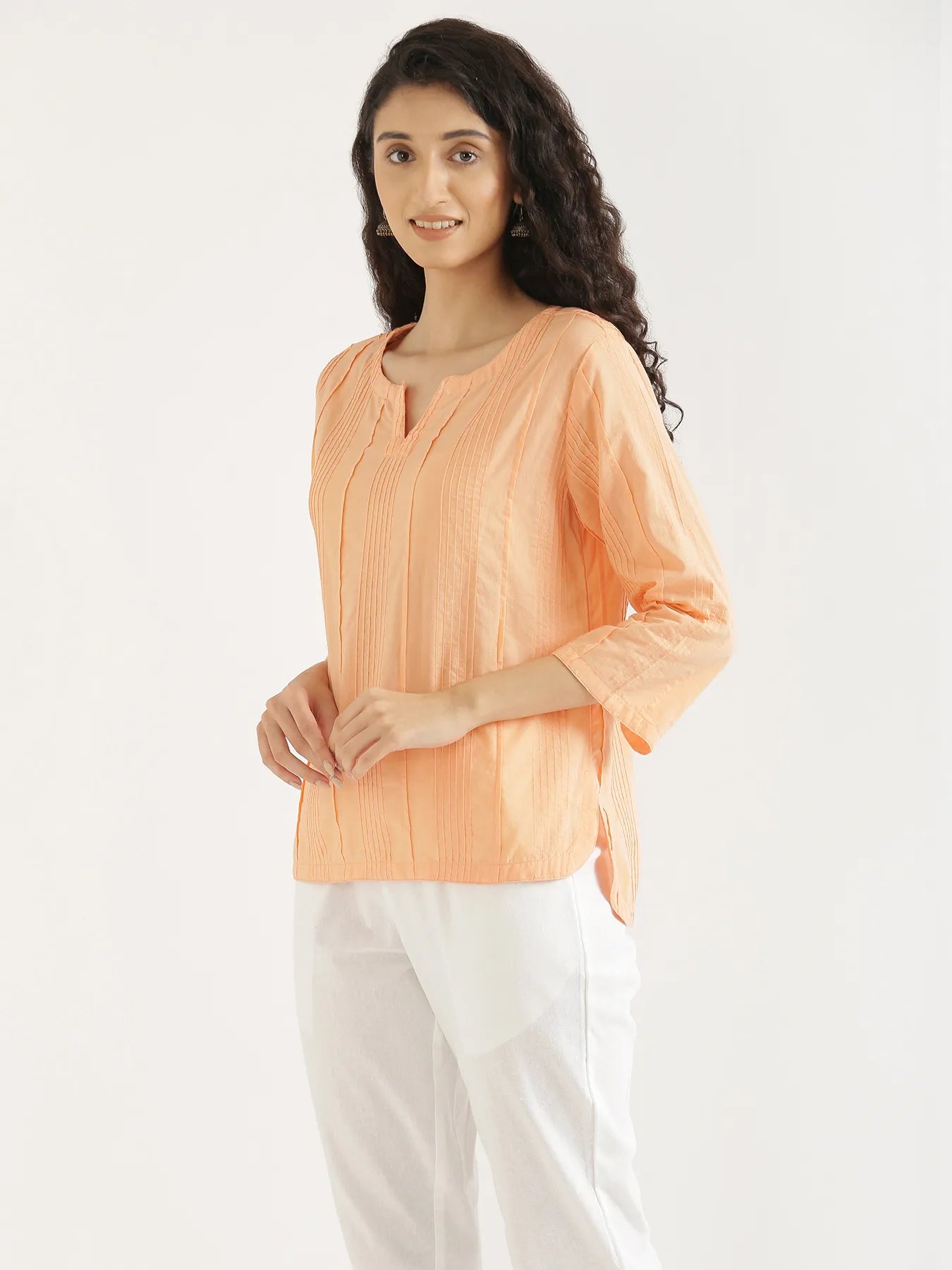 Women Peach Everyday Cotton Top