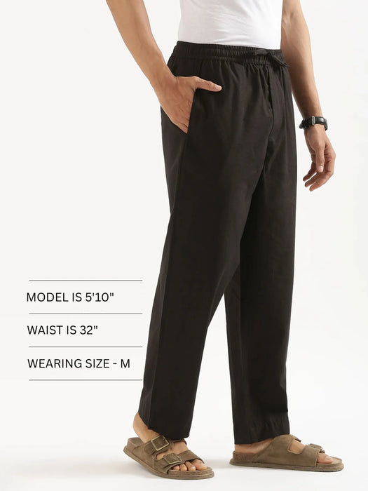 Men Black Cotton Pant