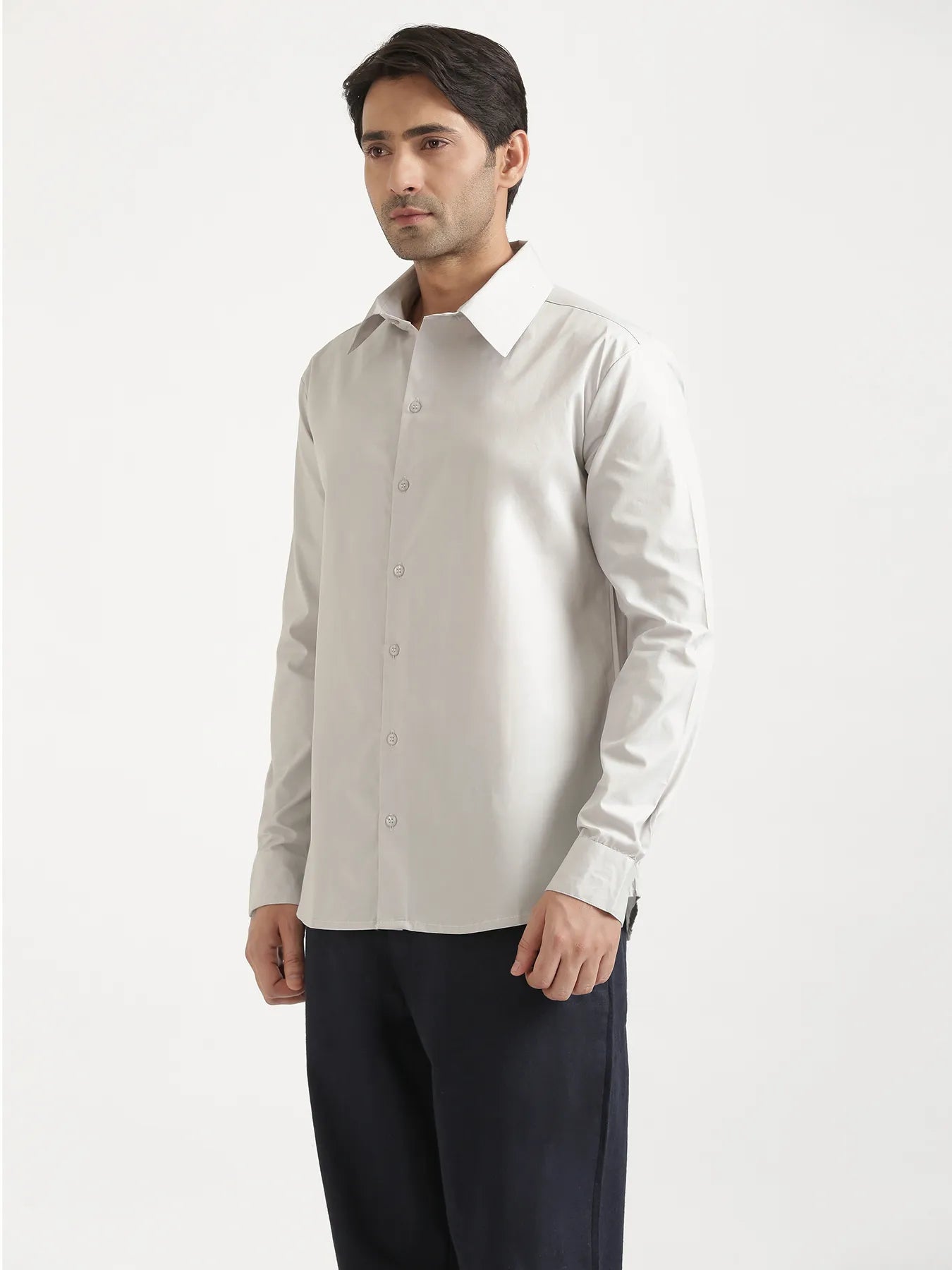 Men Light Grey Better Cotton Full Sleeve Shirt