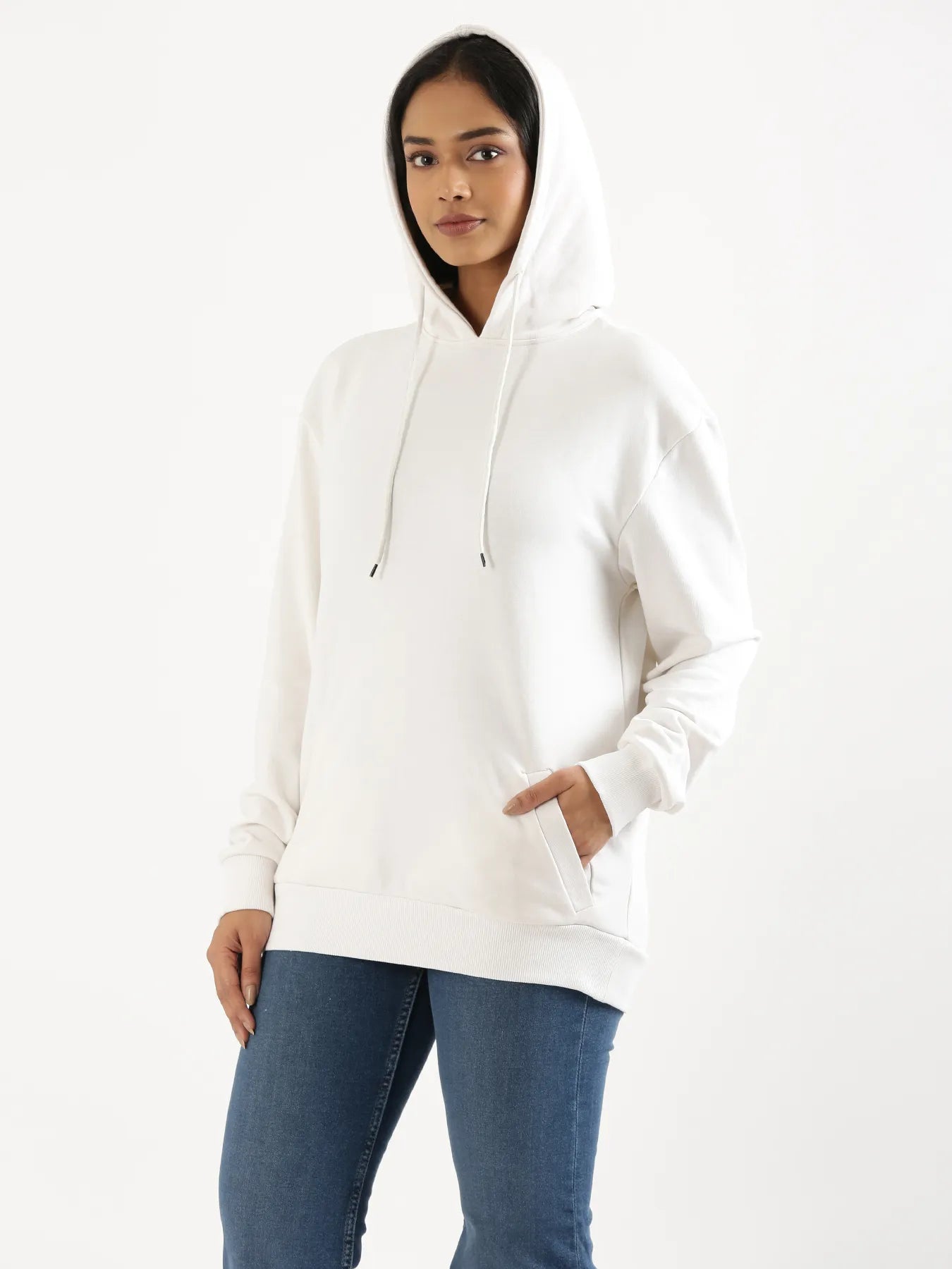 Unisex White Pullover Fleece Hoodie