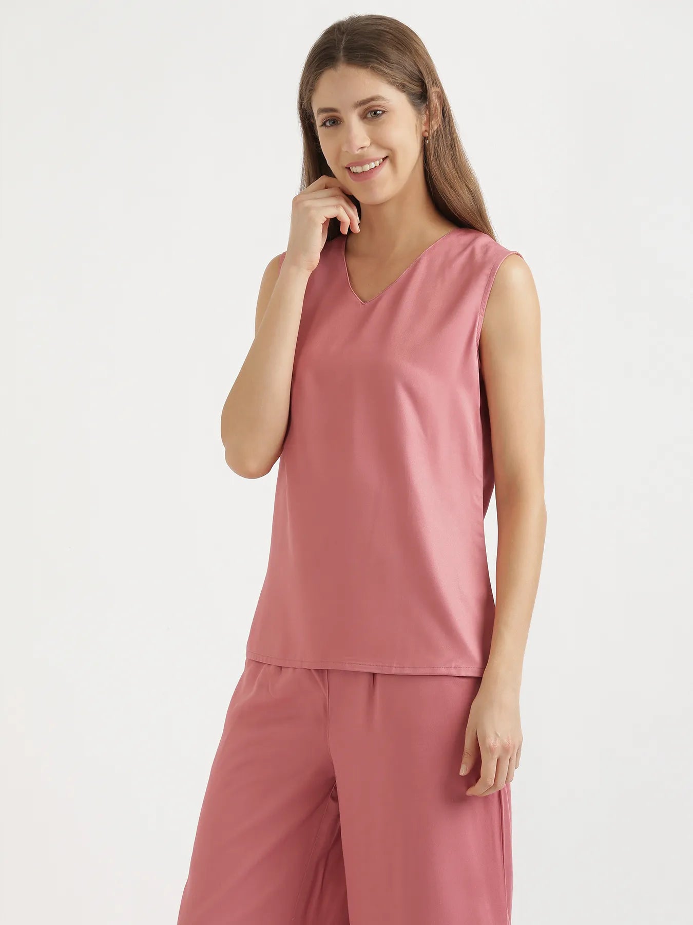 Women Rose V-Neck Sleeveless Top