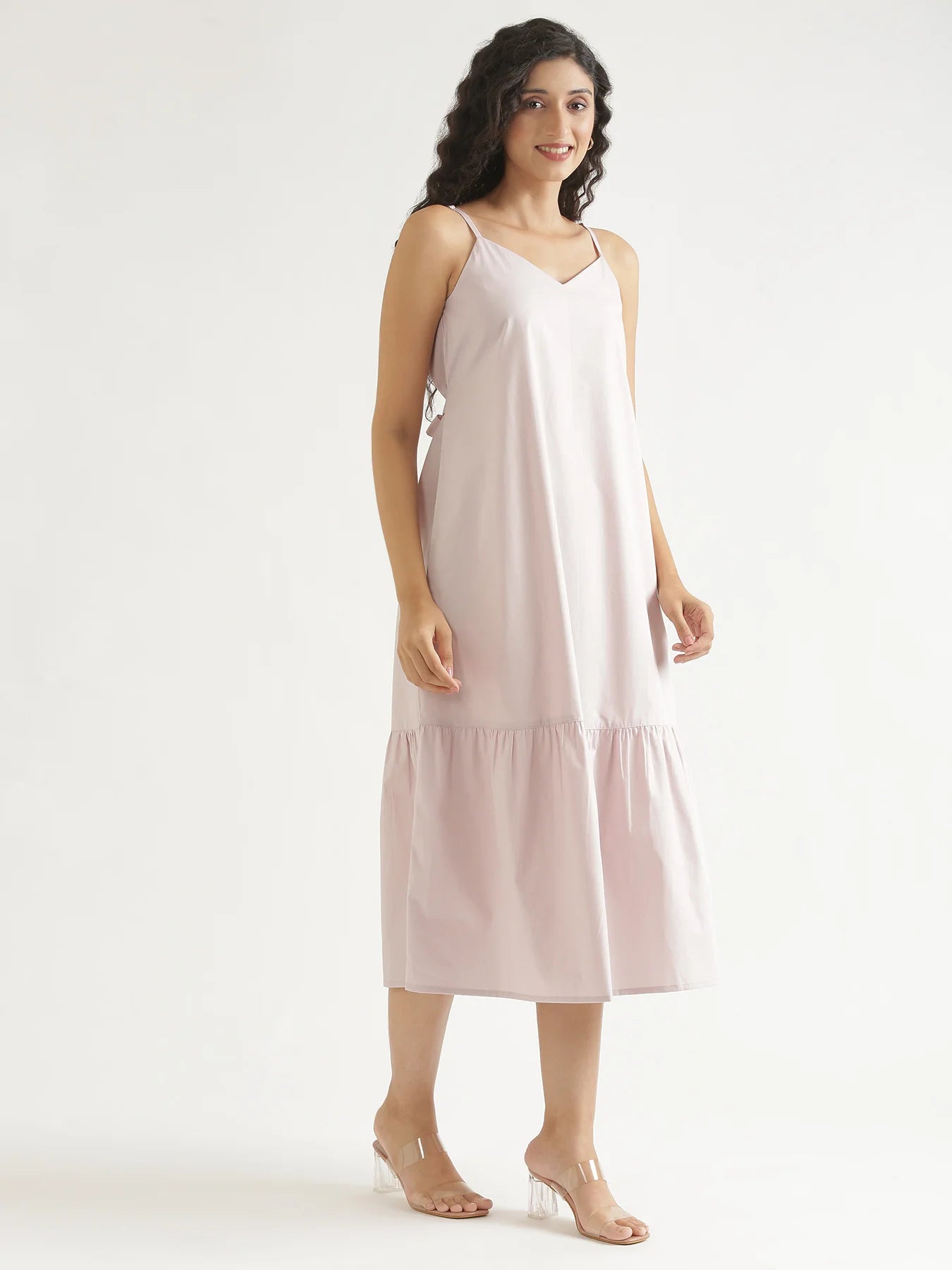 Women Mauve Pink Better Cotton Tier Dress