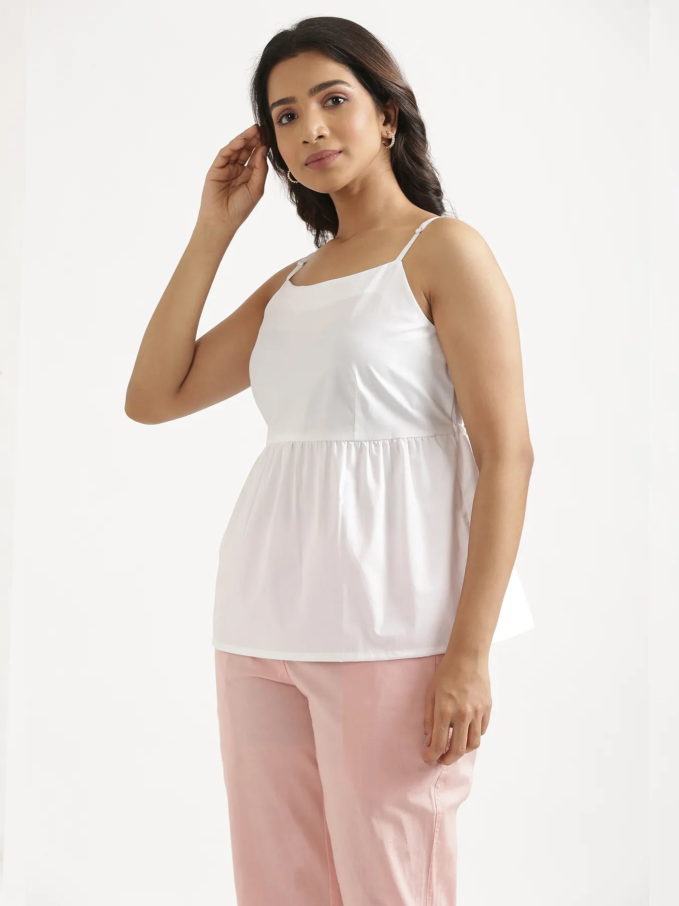 Women White Better Cotton Peplum Top