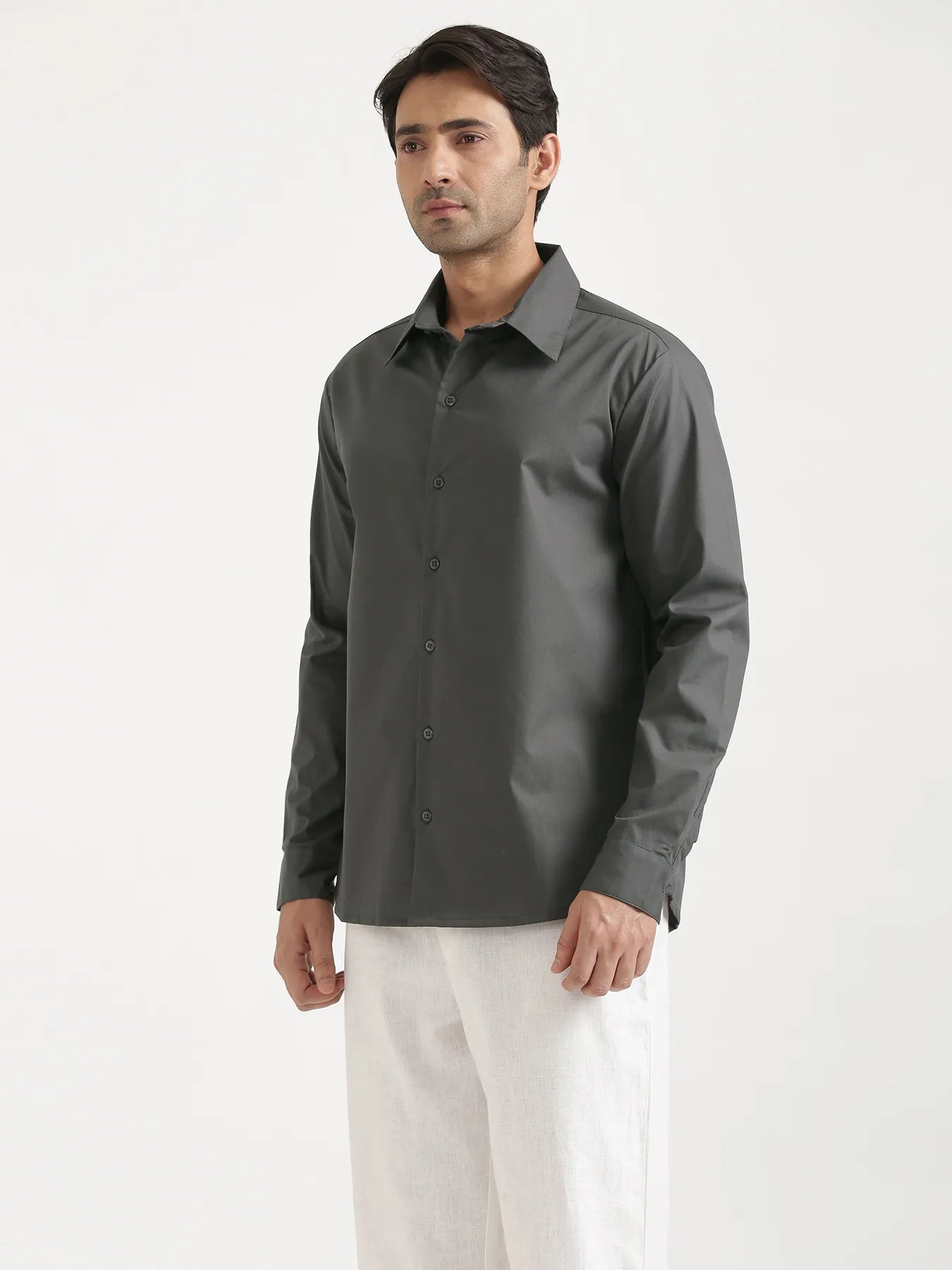 Men Dark Grey Better Cotton Full Sleeve Shirt