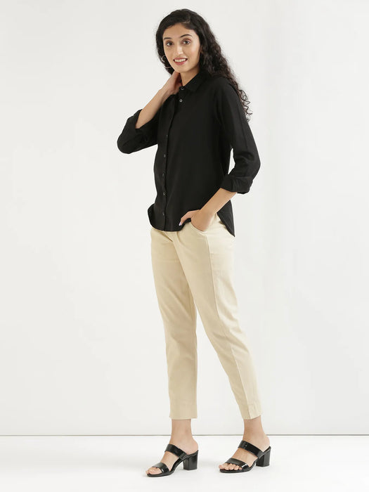 Women Beige Cotton Pant