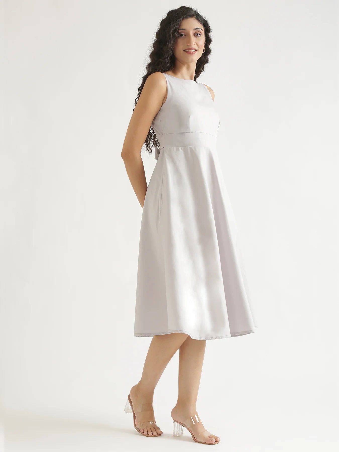Women Grey Better Cotton Flared Dress