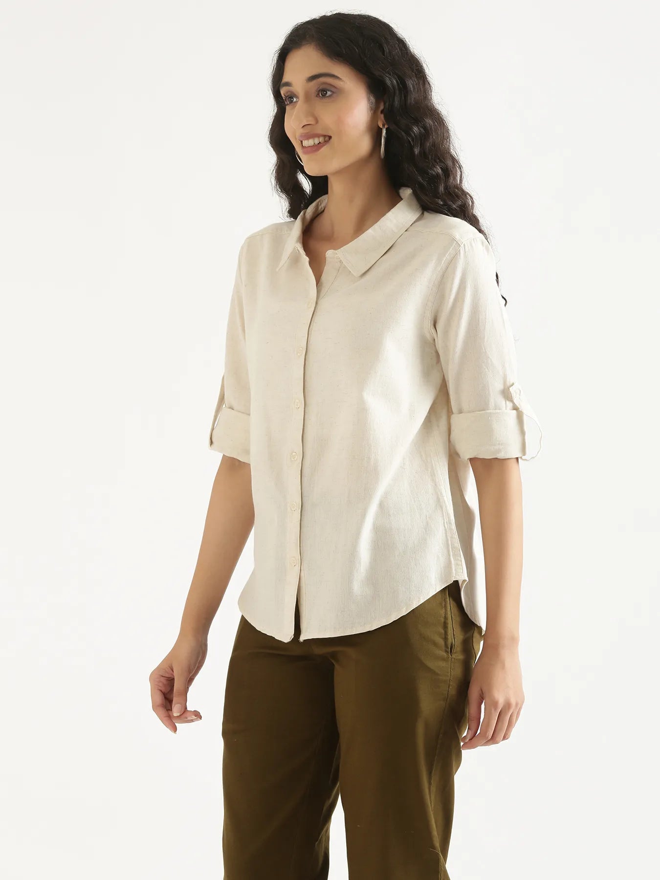 Women Ecru Airy-Linen Shirt