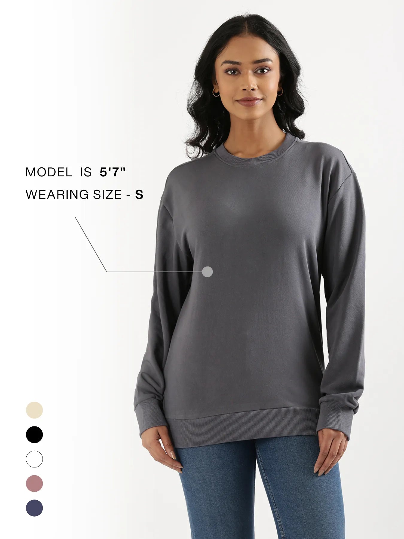 Unisex Grey Round Neck Sweatshirt