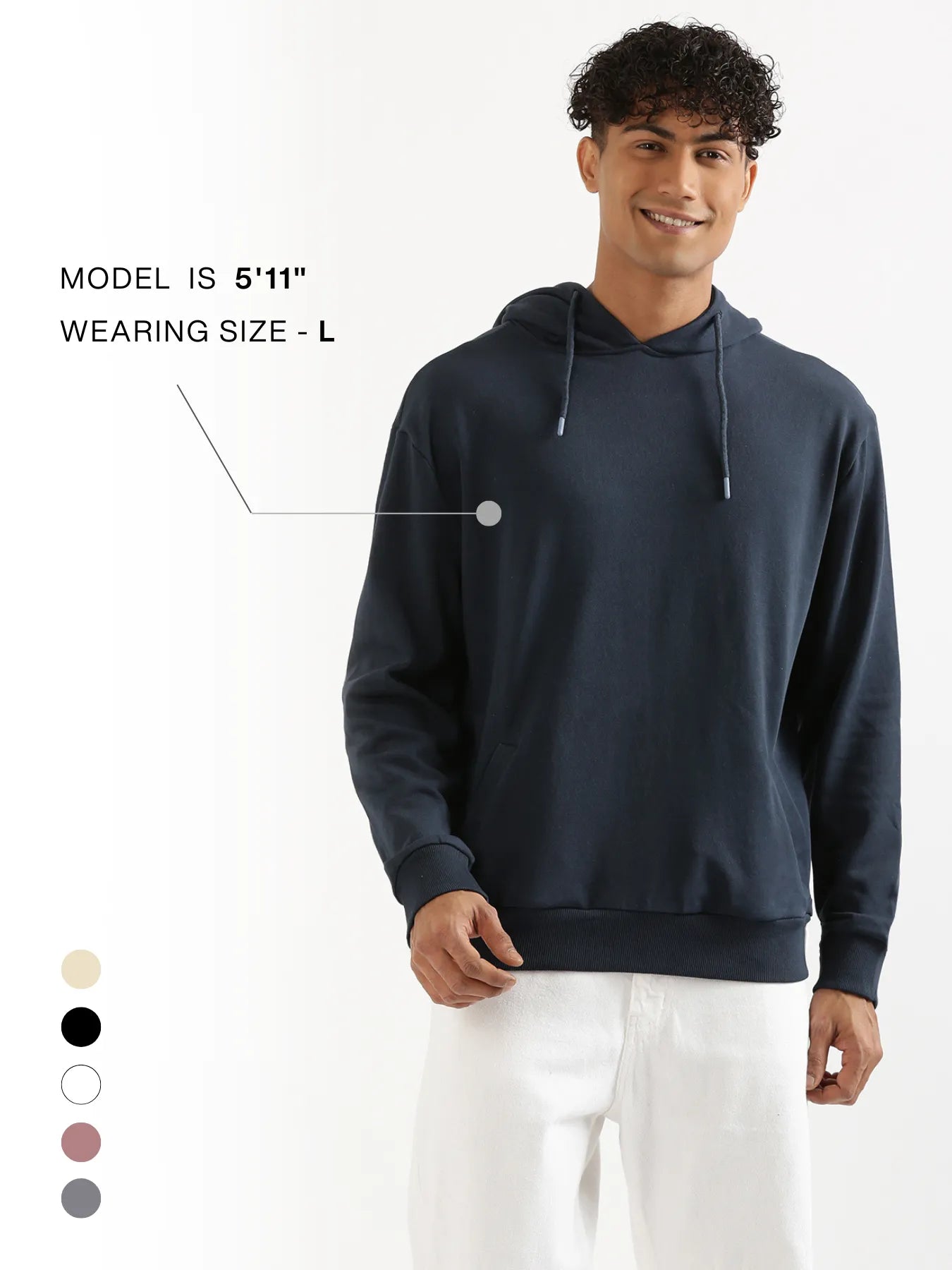 Unisex Navy Blue Pullover Fleece Hoodie