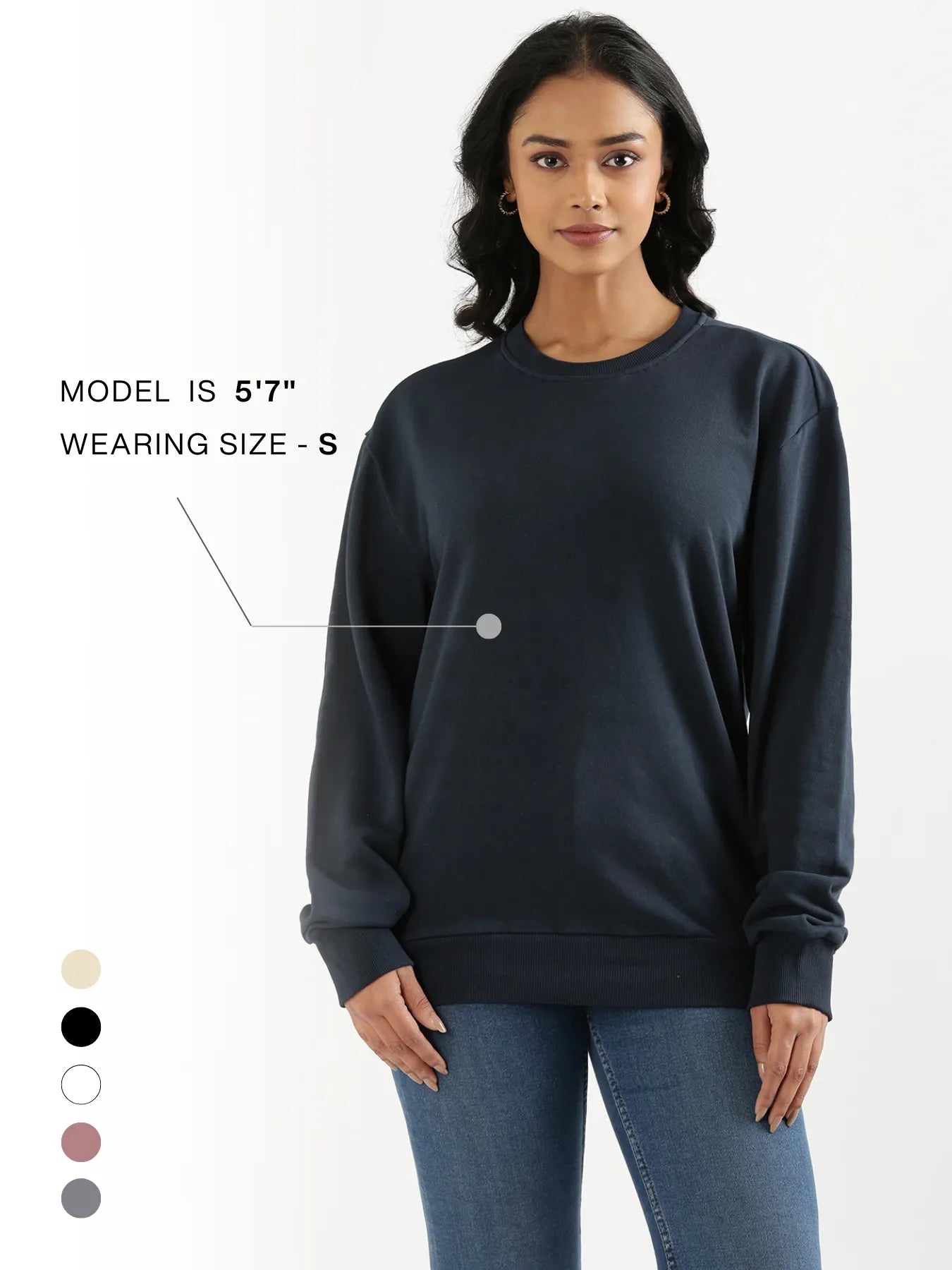 Unisex Navy Blue Round Neck Sweatshirt