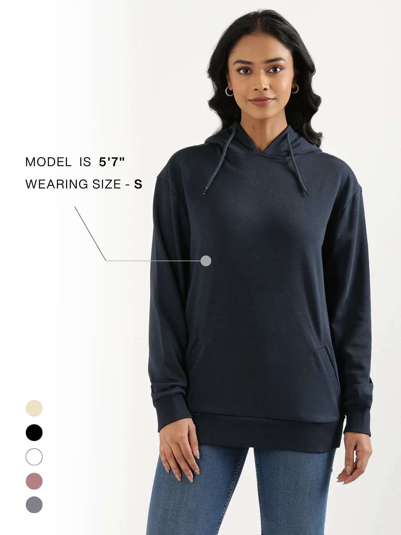 Unisex Navy Blue Pullover Fleece Hoodie