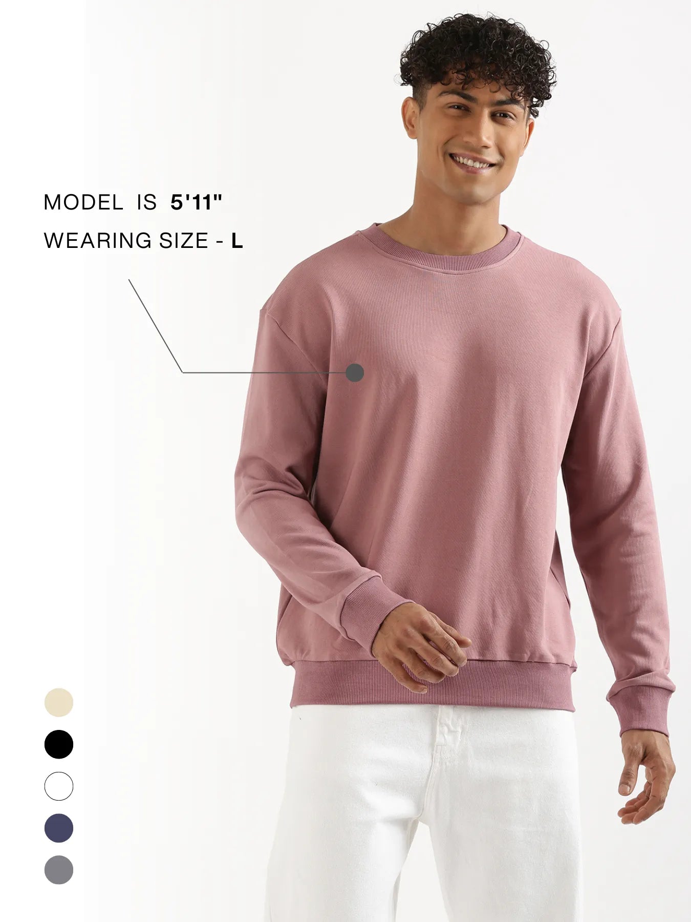 Unisex Rose Taupe Round Neck Sweatshirt