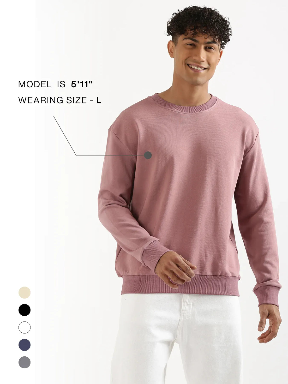 Unisex Rose Taupe Round Neck Sweatshirt