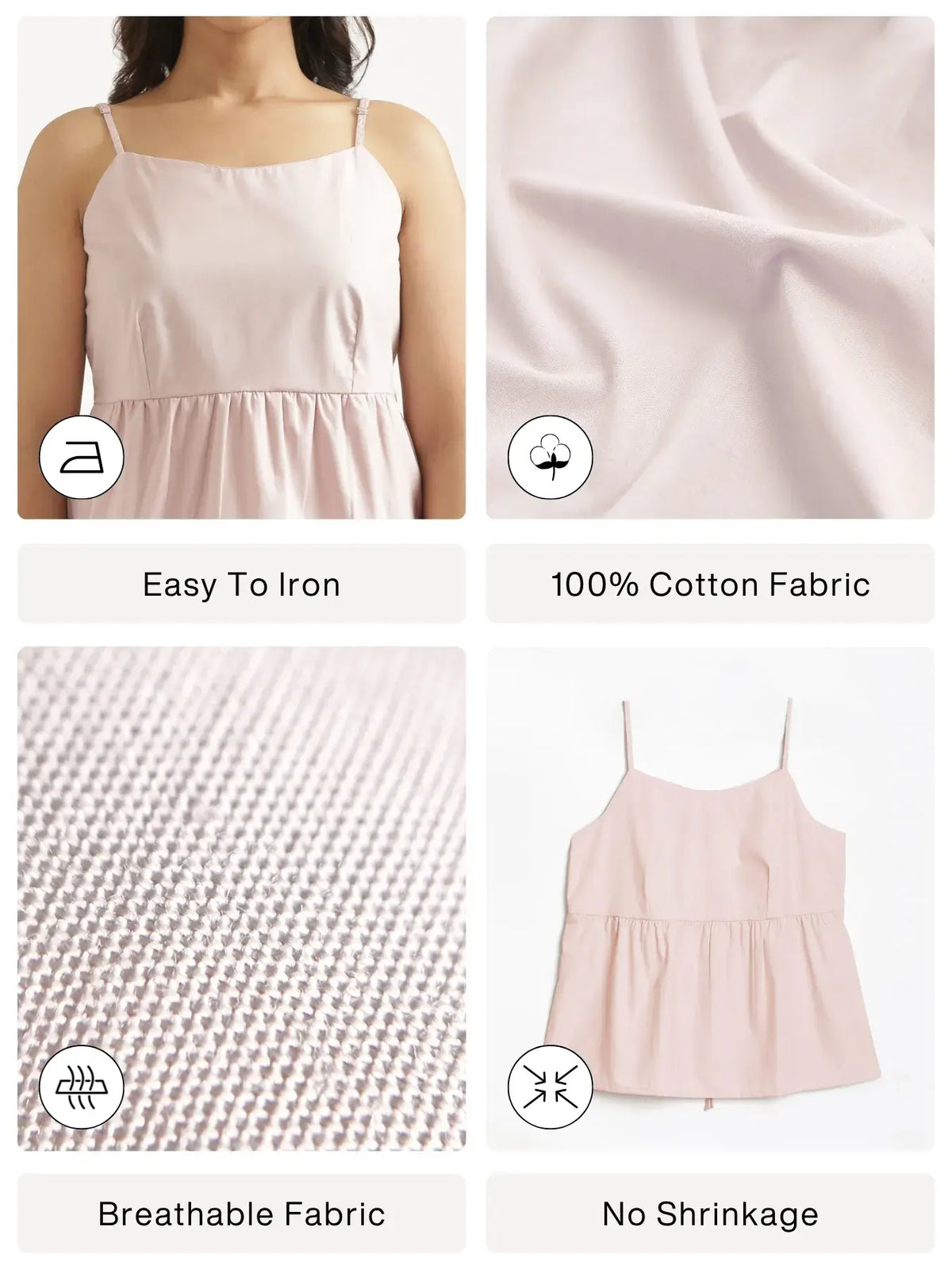 Women Mauve Pink Better Cotton Peplum Top