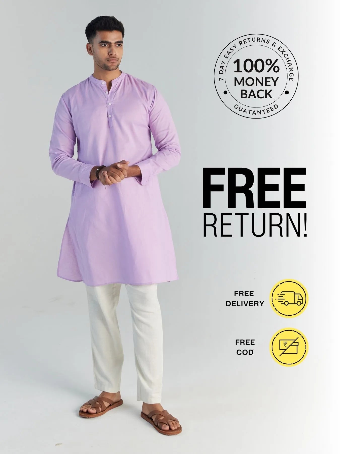 Pick Any 2 Men Airy Linen Long Kurta