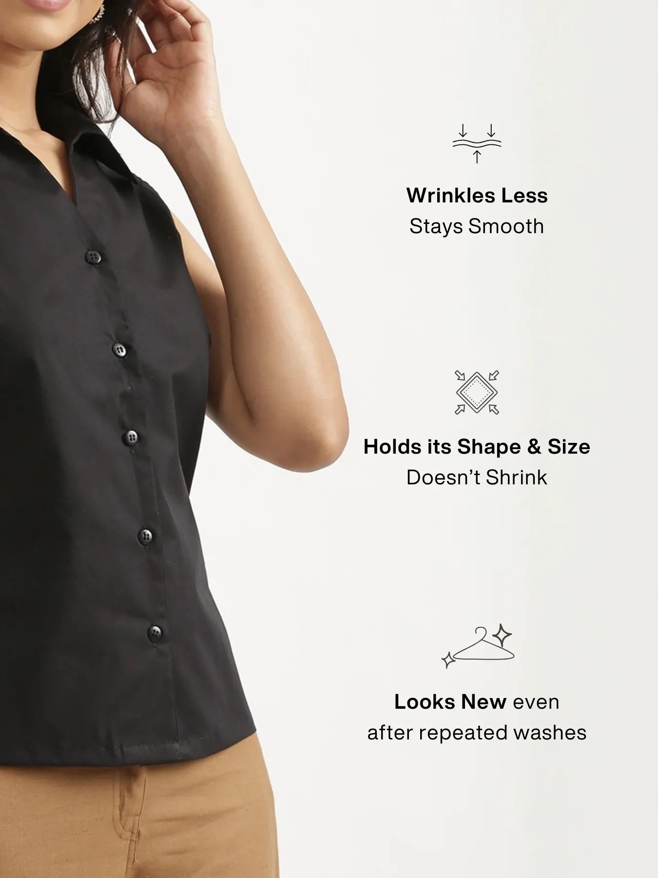 Women Black Better Cotton Sleeveless Shirt