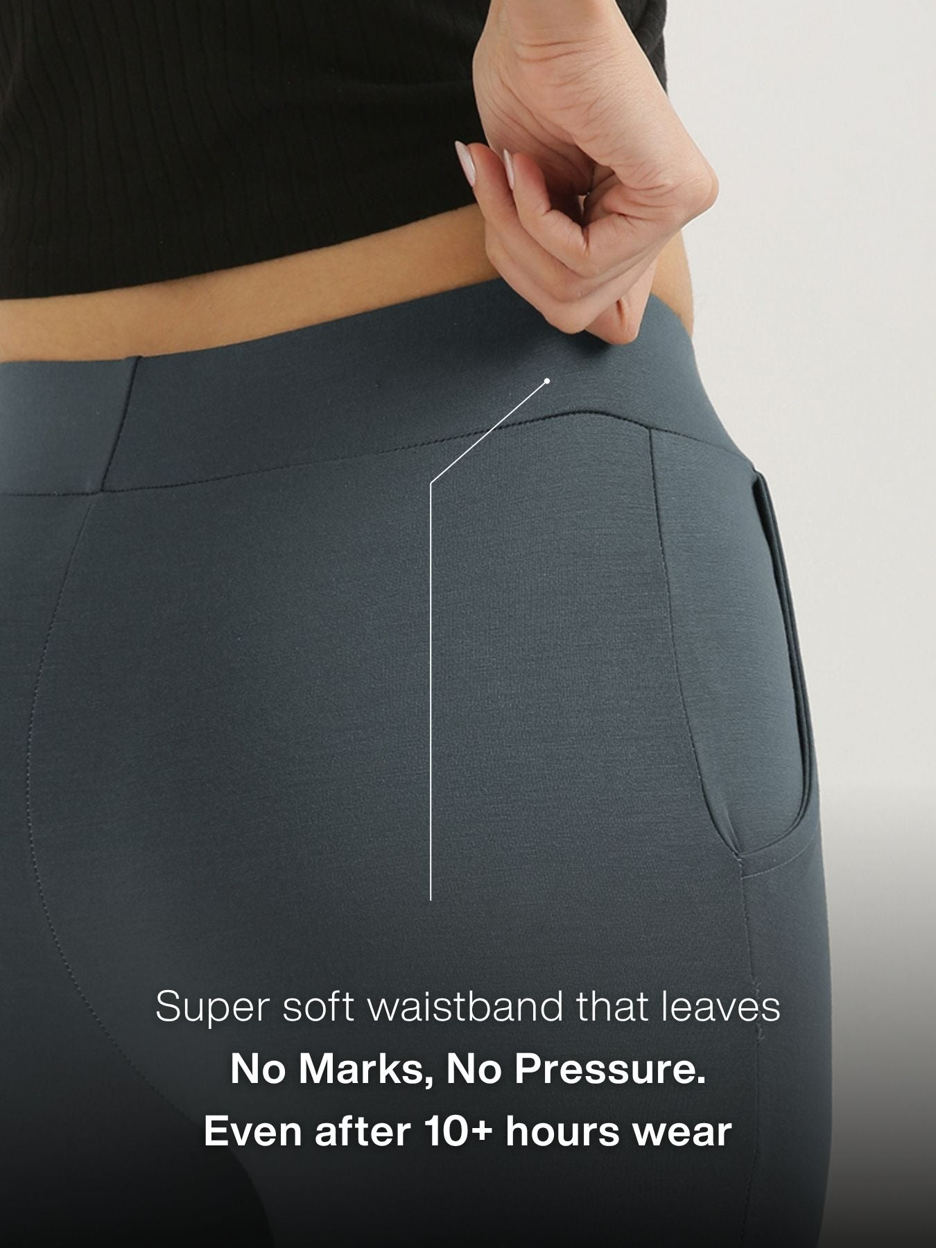 Women Cement Grey 4-Way Stretchable Pants
