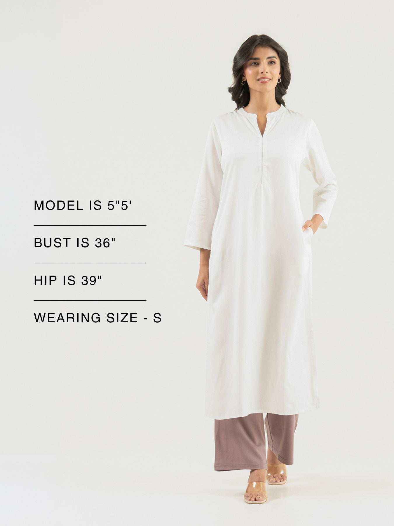 Women White Flowy Straight Long Kurta