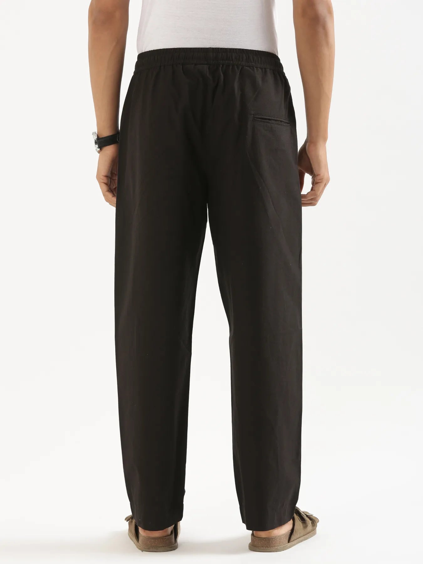 Men Black Cotton Pant