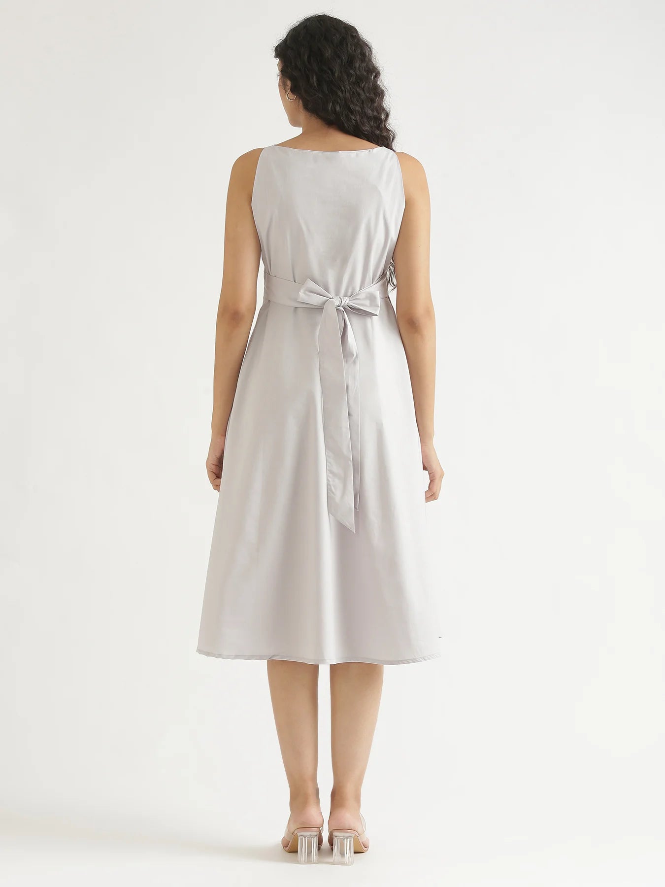 Women Grey Better Cotton Flared Dress