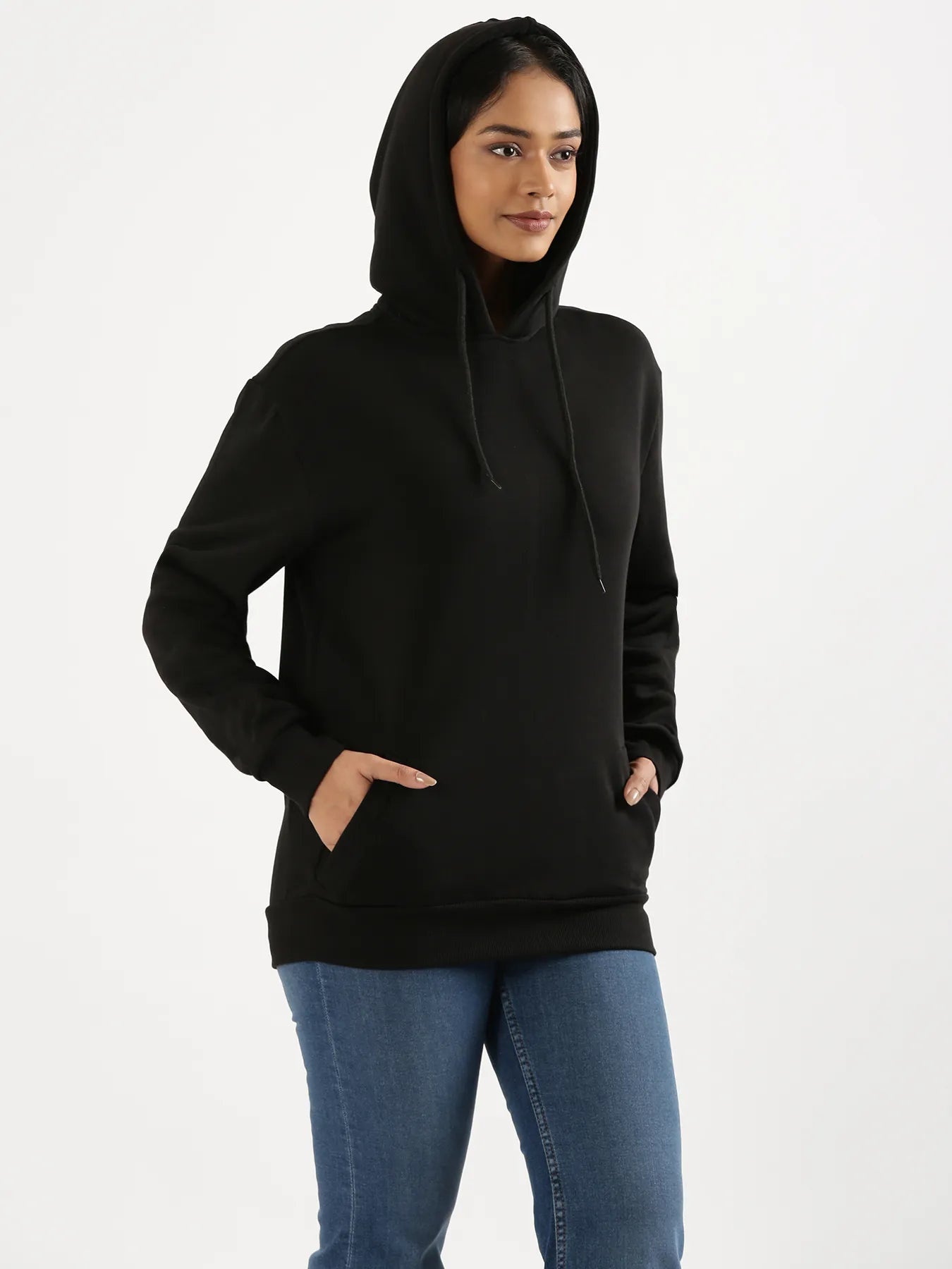 Unisex Black Pullover Fleece Hoodie
