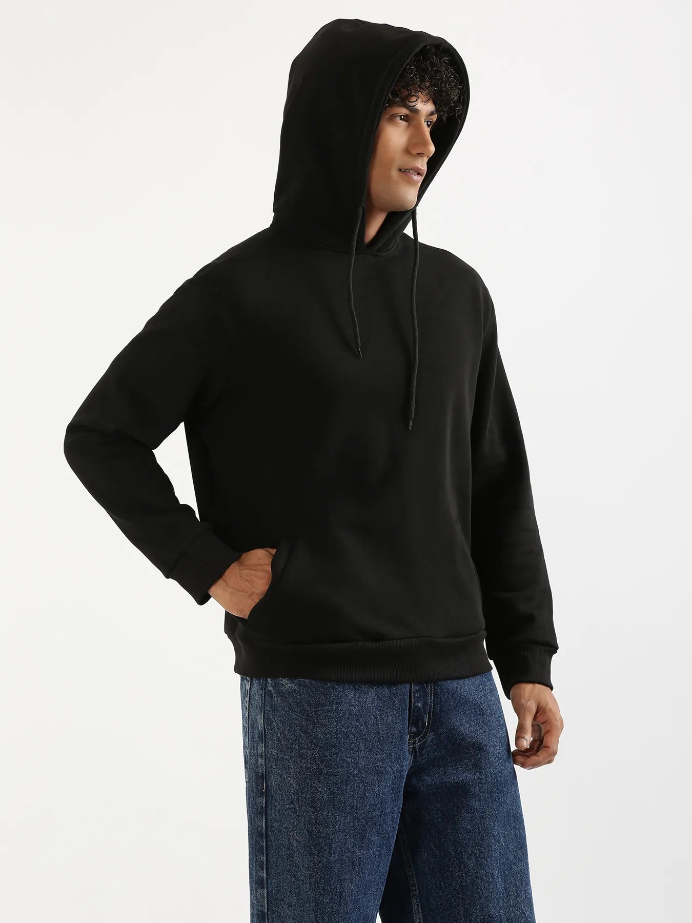 Unisex Black Pullover Fleece Hoodie
