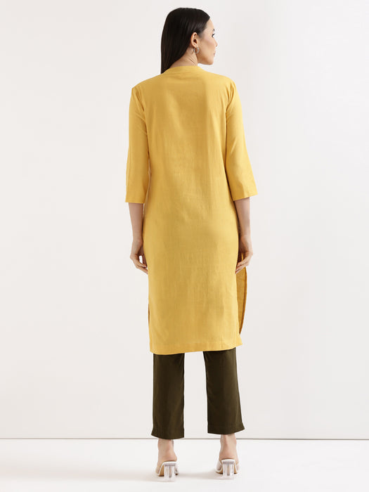 Women Yellow & Rose Taupe Long Kurta
