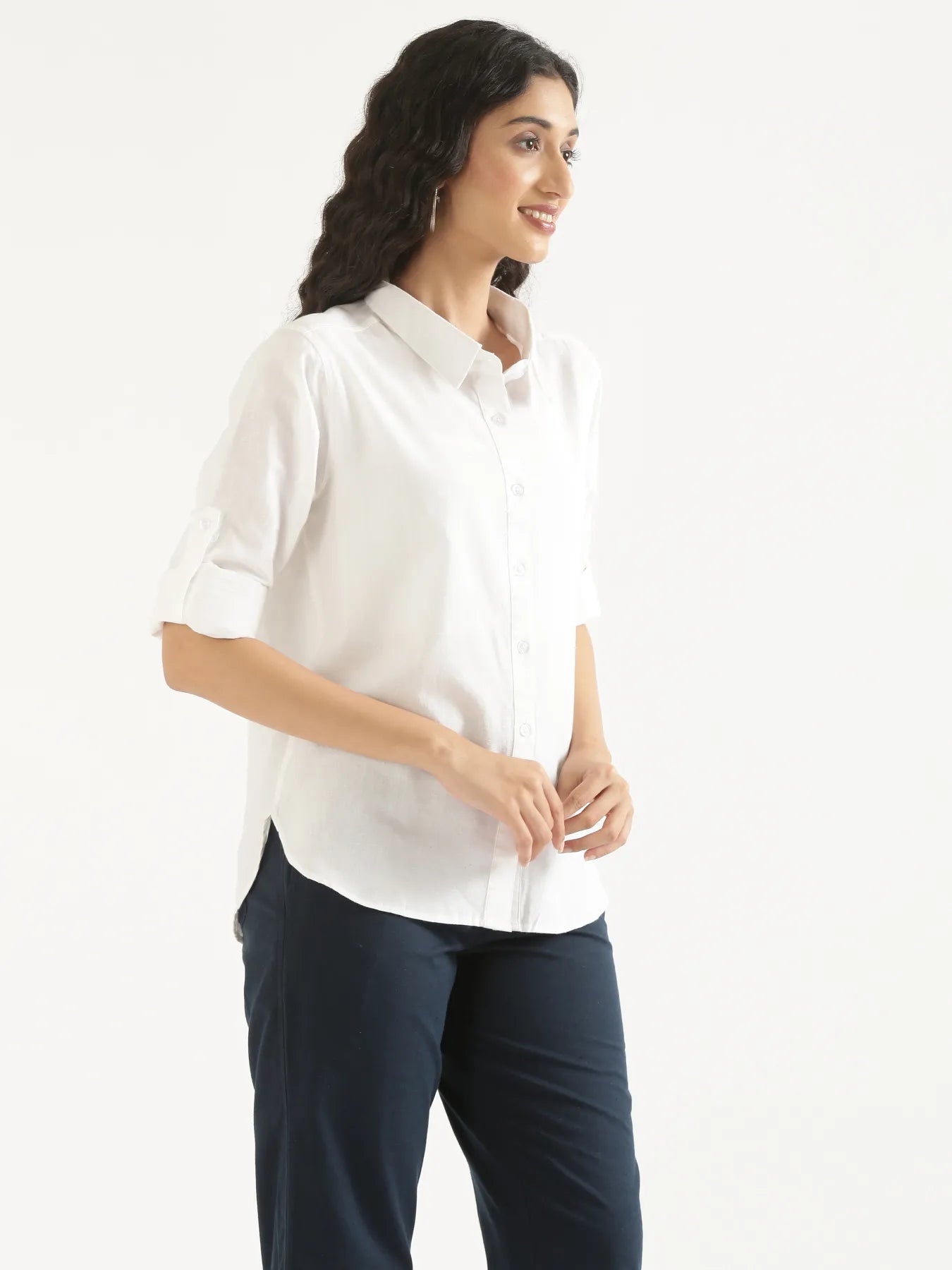 Women White Airy-Linen Shirt