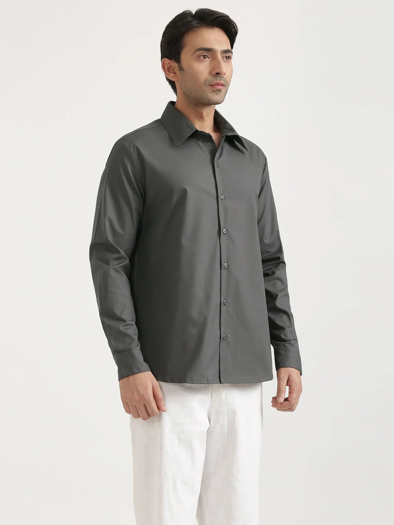 Men Dark Grey Better Cotton Full Sleeve Shirt