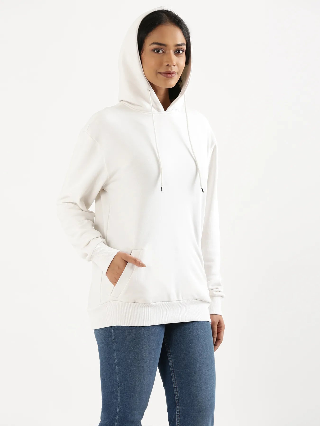 Unisex White Pullover Fleece Hoodie