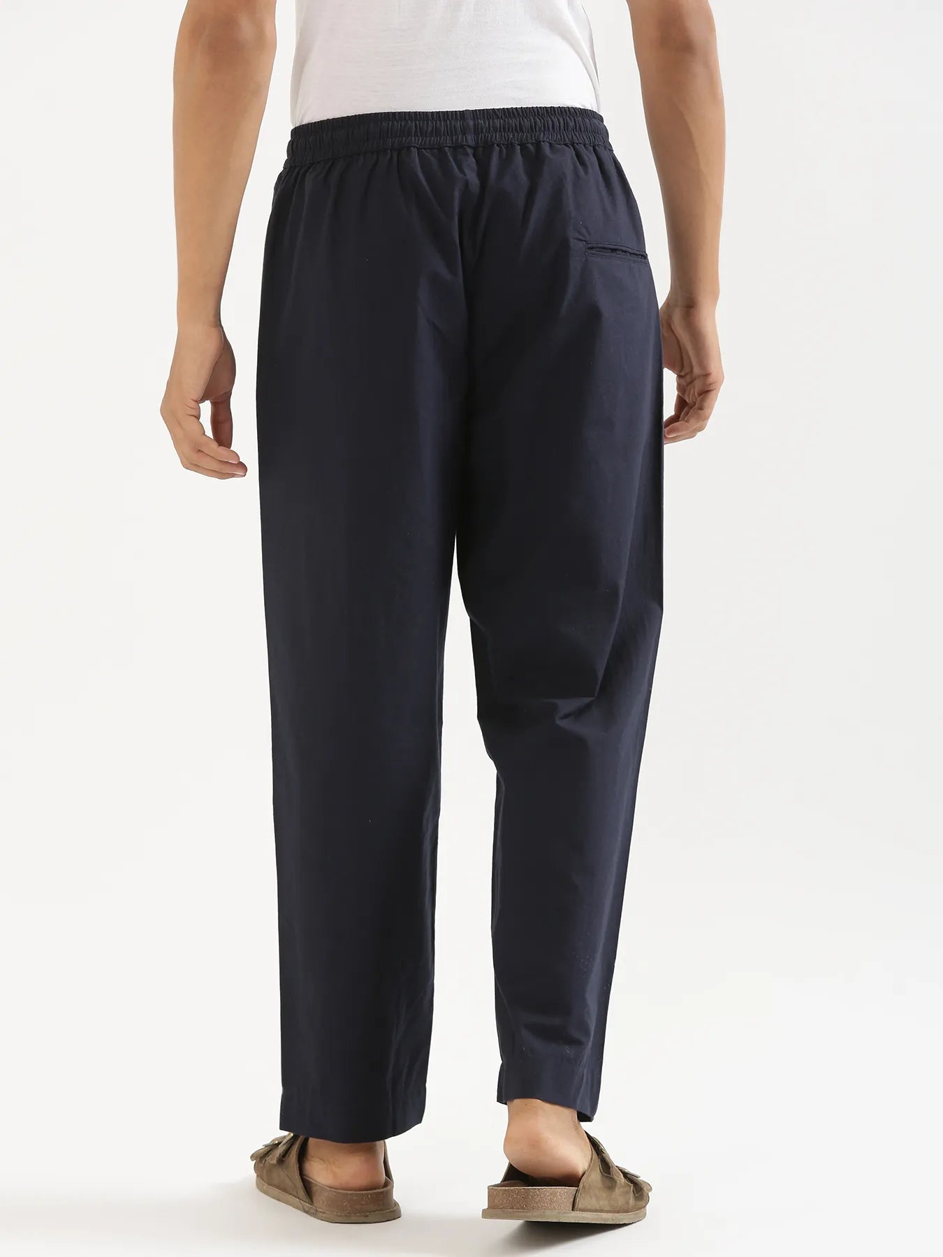Men Navy Blue Cotton Pant