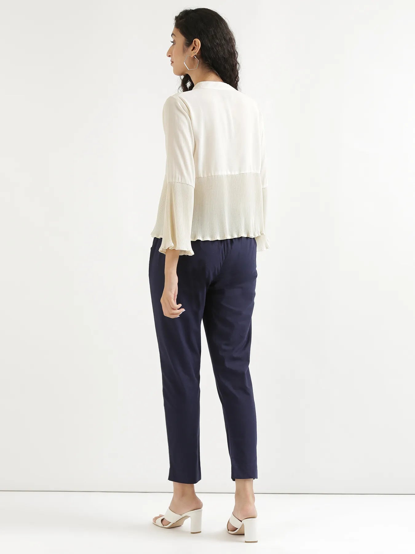 Women Navy Blue Cotton Pant