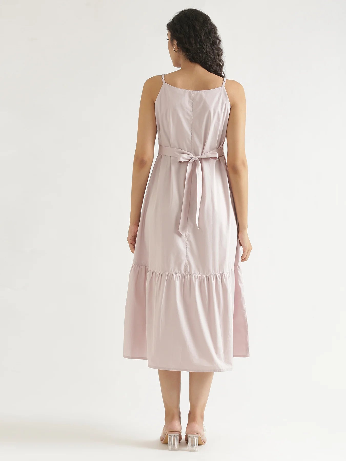 Women Mauve Pink Better Cotton Tier Dress