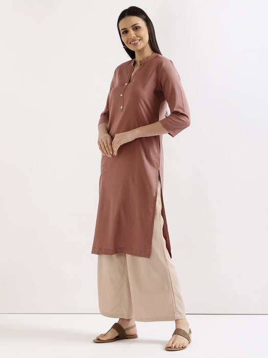 Women Yellow & Rose Taupe Long Kurta