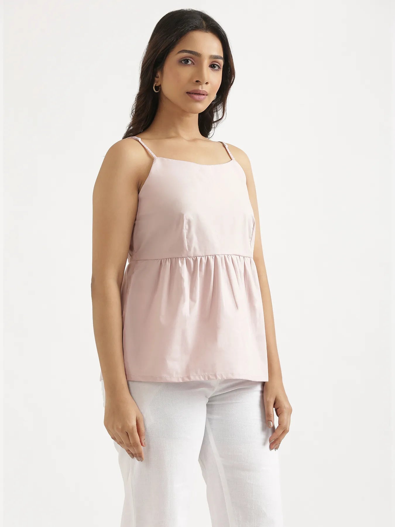 Women Mauve Pink Better Cotton Peplum Top