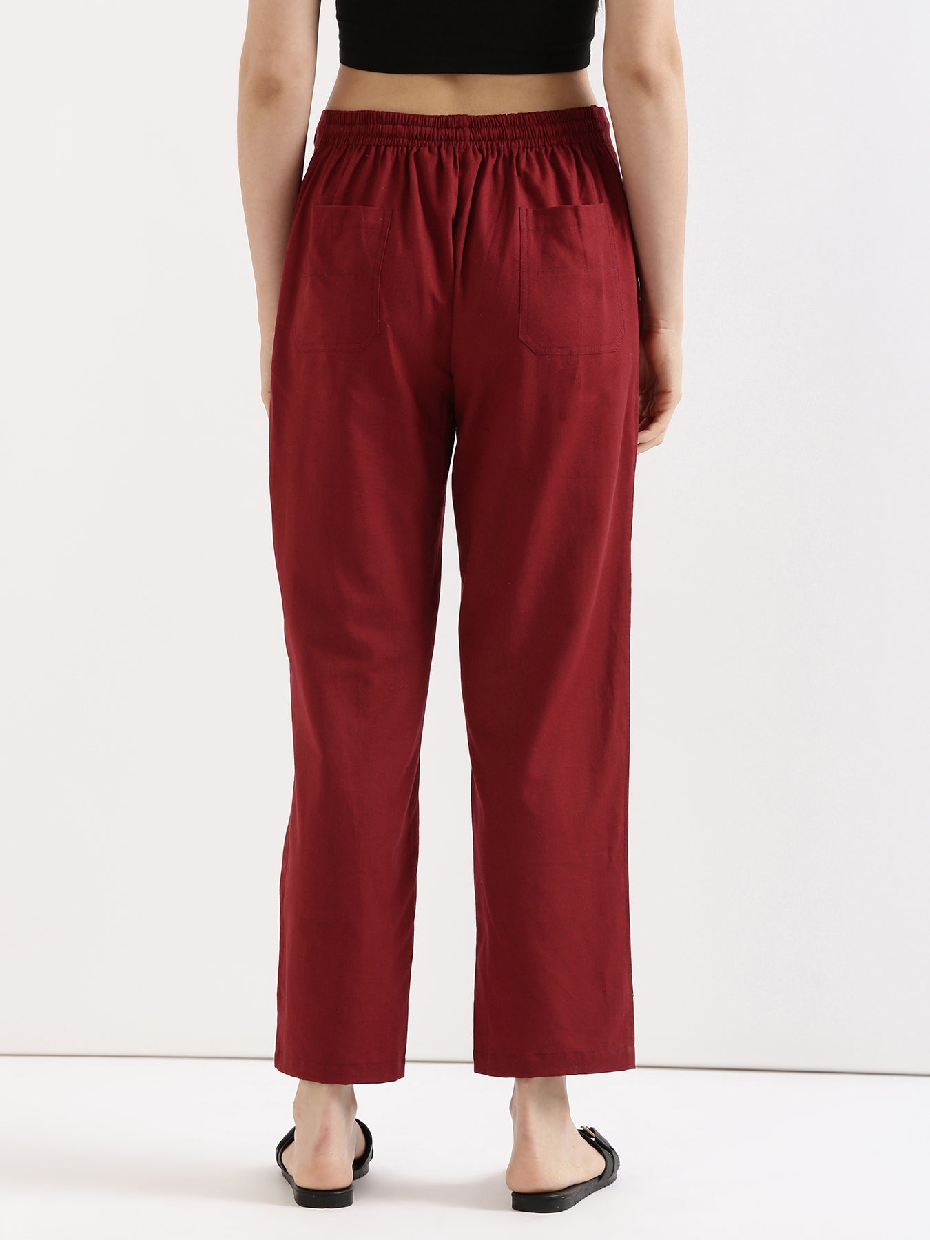 Maroon Airy Linen Pants