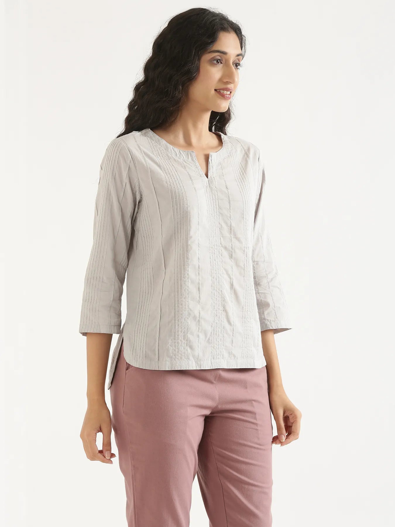 Women Grey Everyday Cotton Top