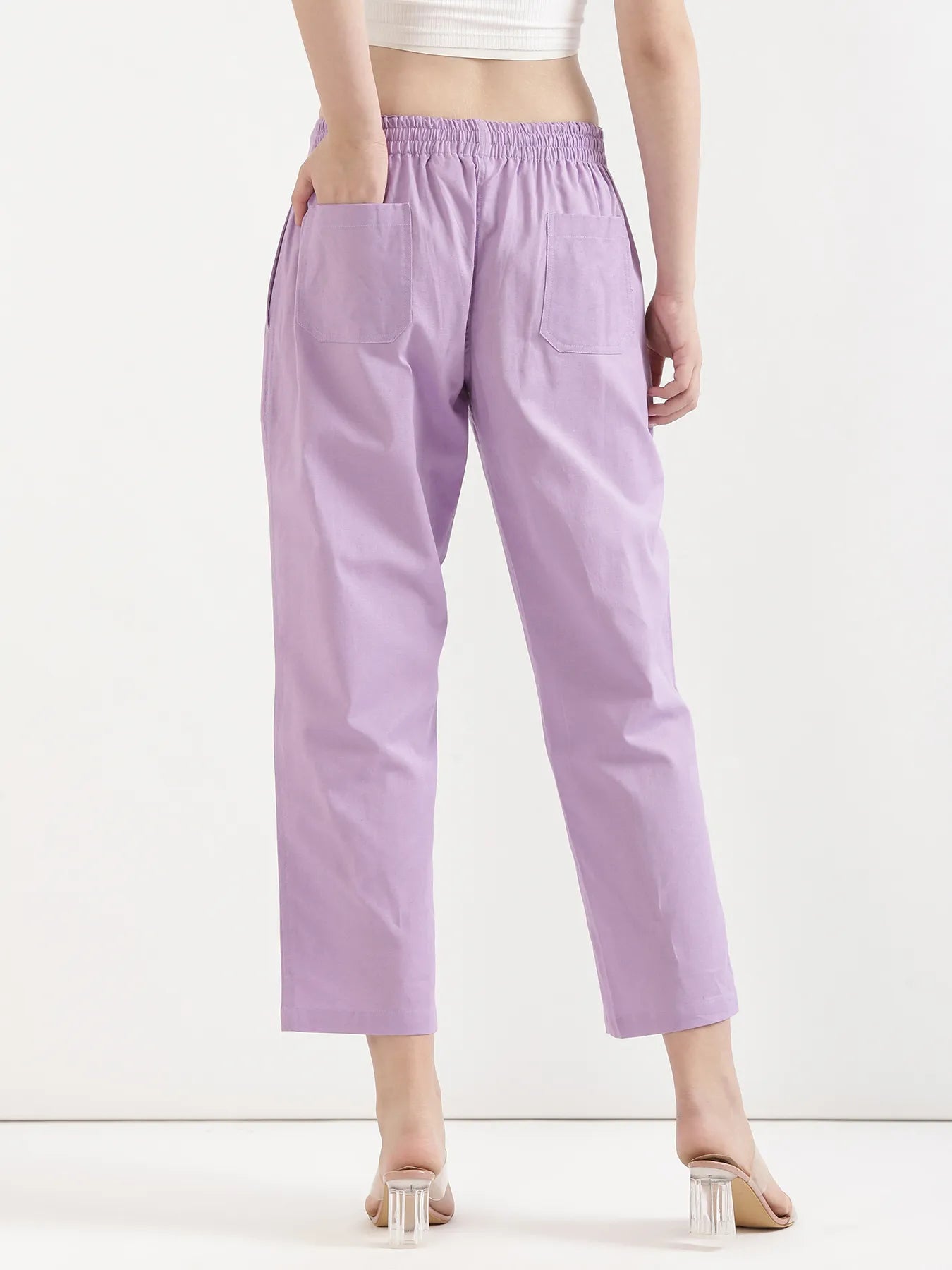 Women Lilac Airy Linen Straight Pant