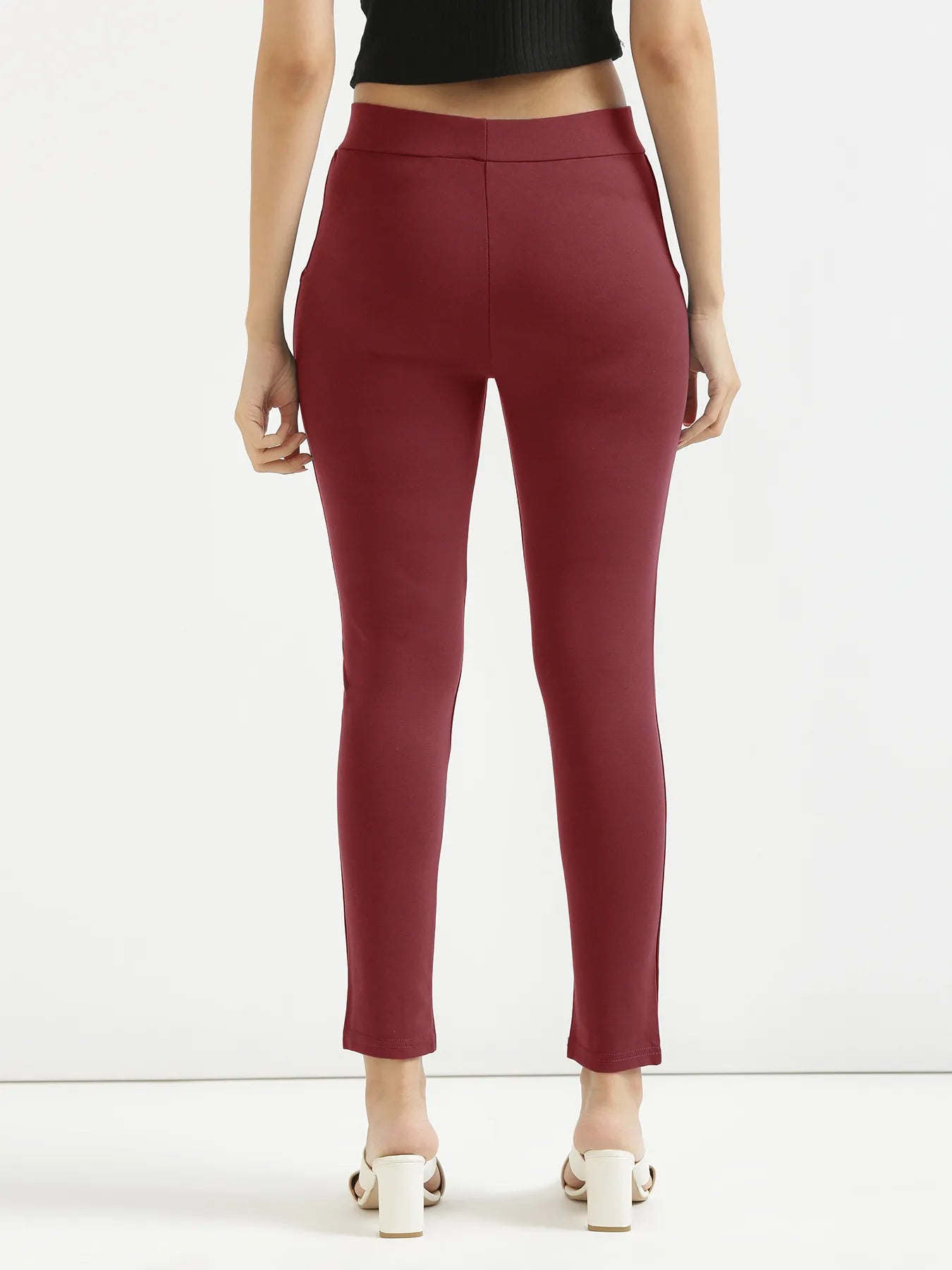Women Maroon 4-Way Stretchable Pants