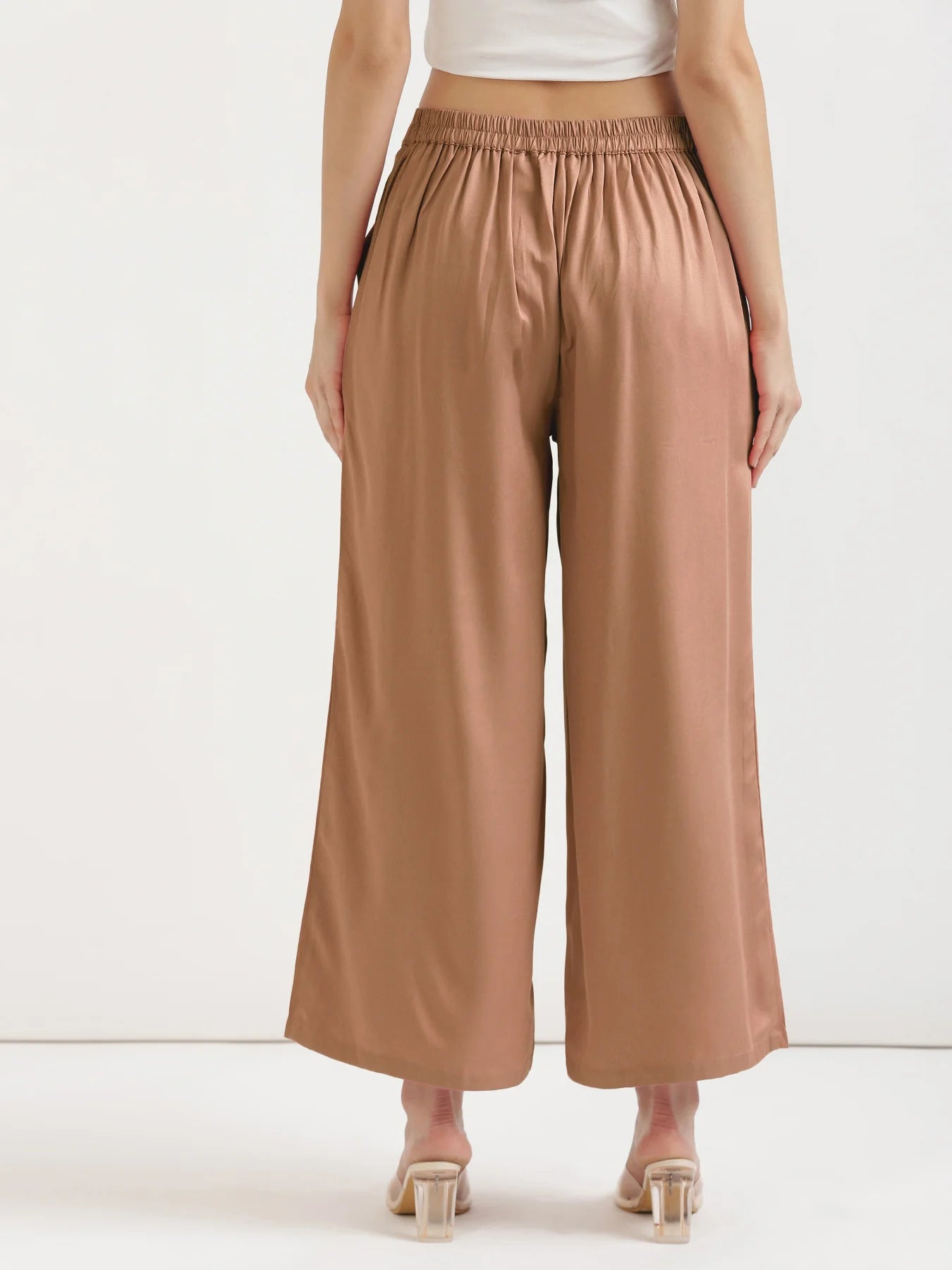 Women Mocha Mousse Viscose Palazzo Pant