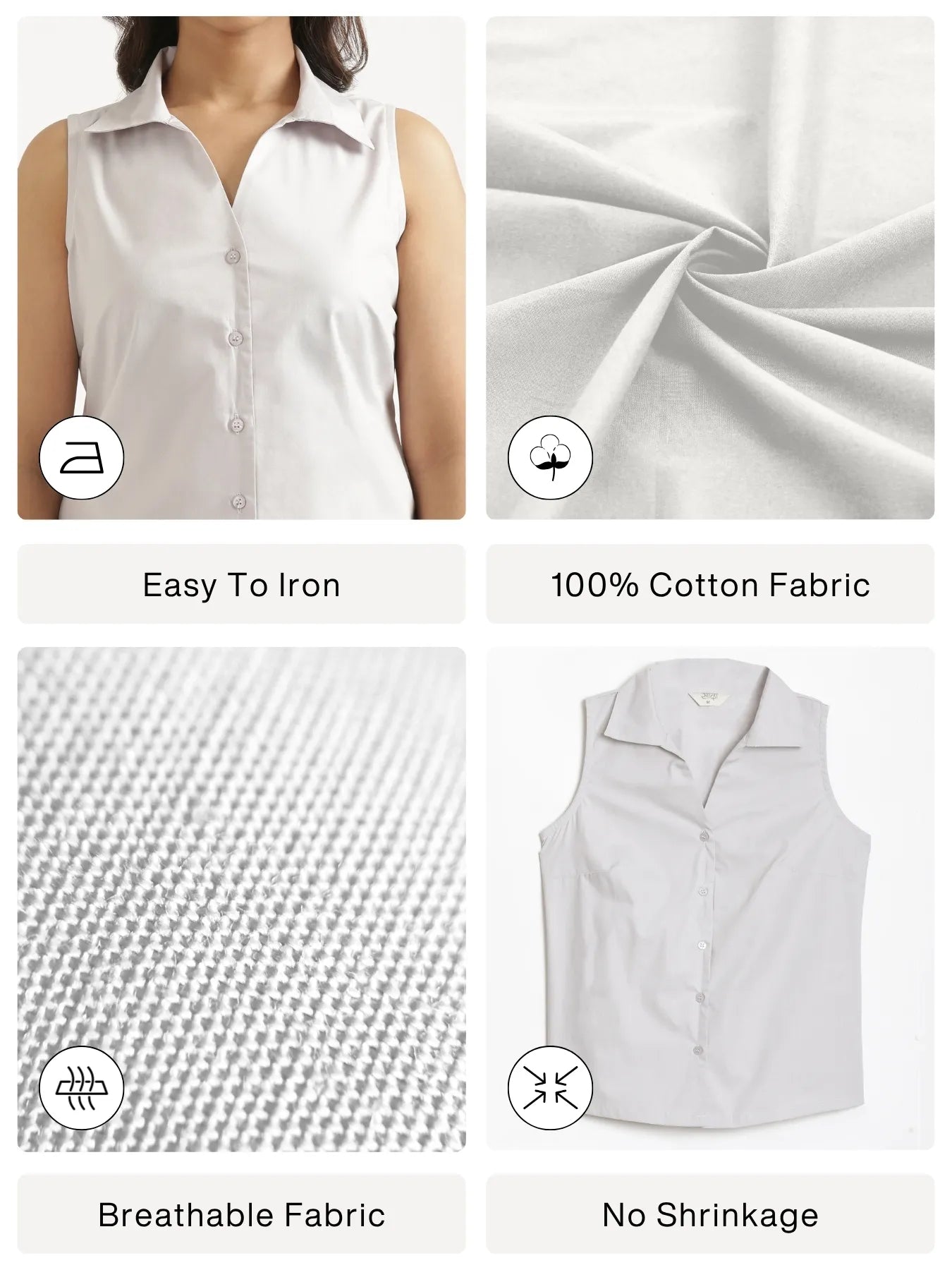 Women Light Grey Better Cotton Sleeveless Shirt