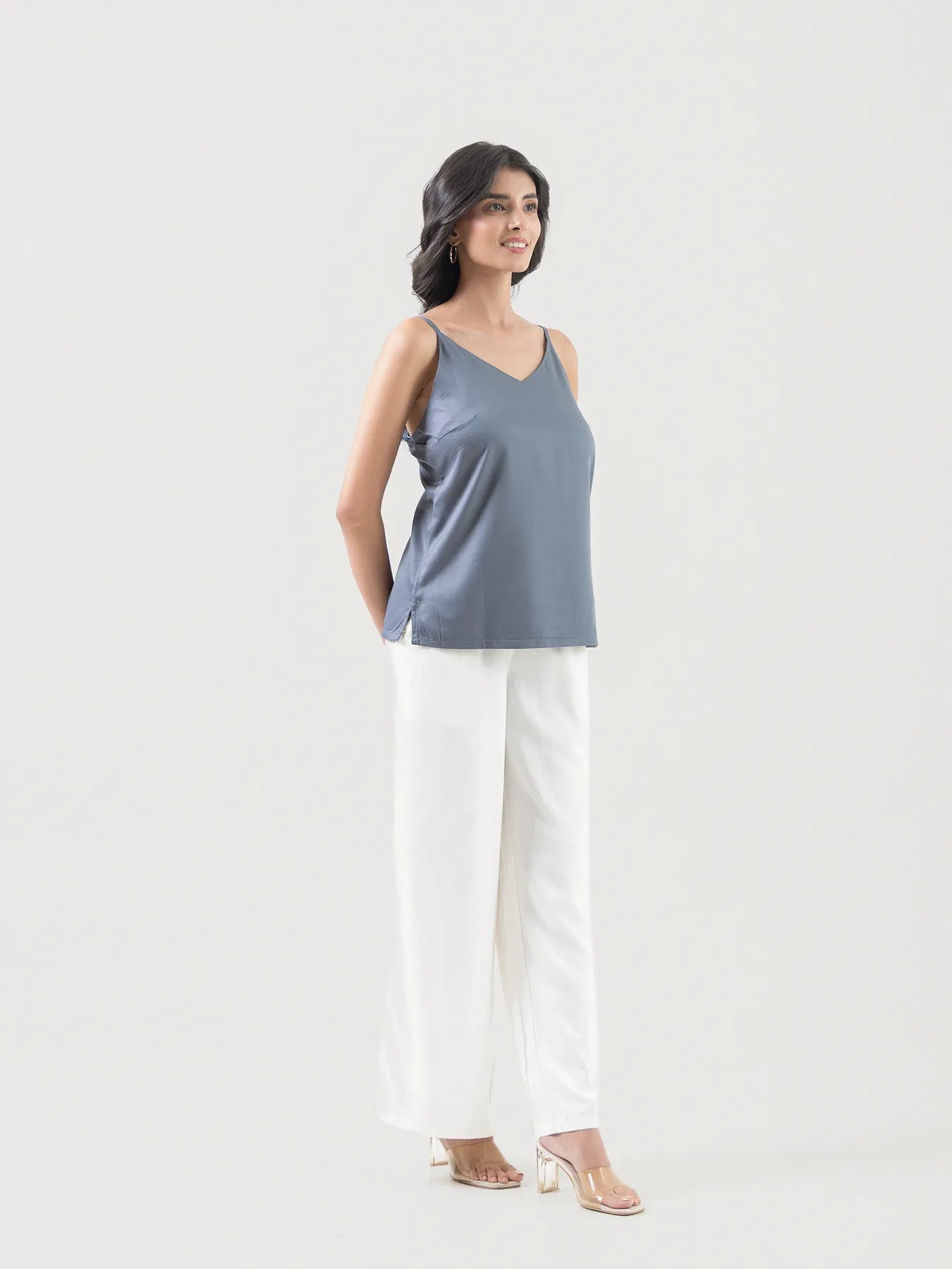 Women Grey Flowy Camisole Top